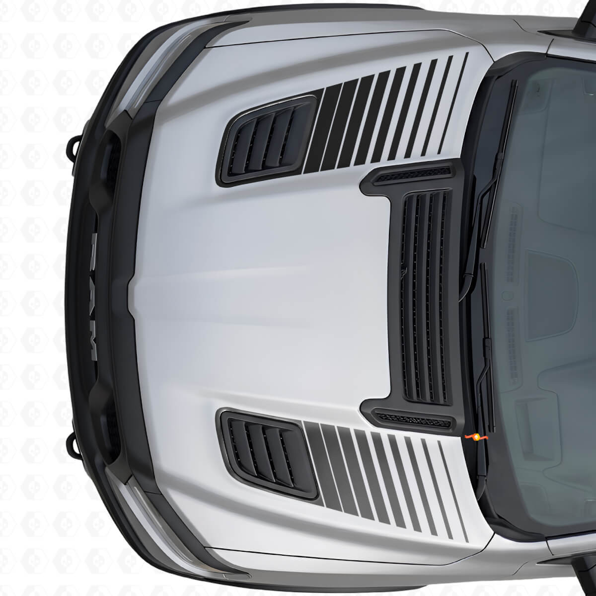 Set di Adesivi in Vinile a Strisce a Doppio Strobo per Sfiato Cofano per Dodge Ram Sport 2019+