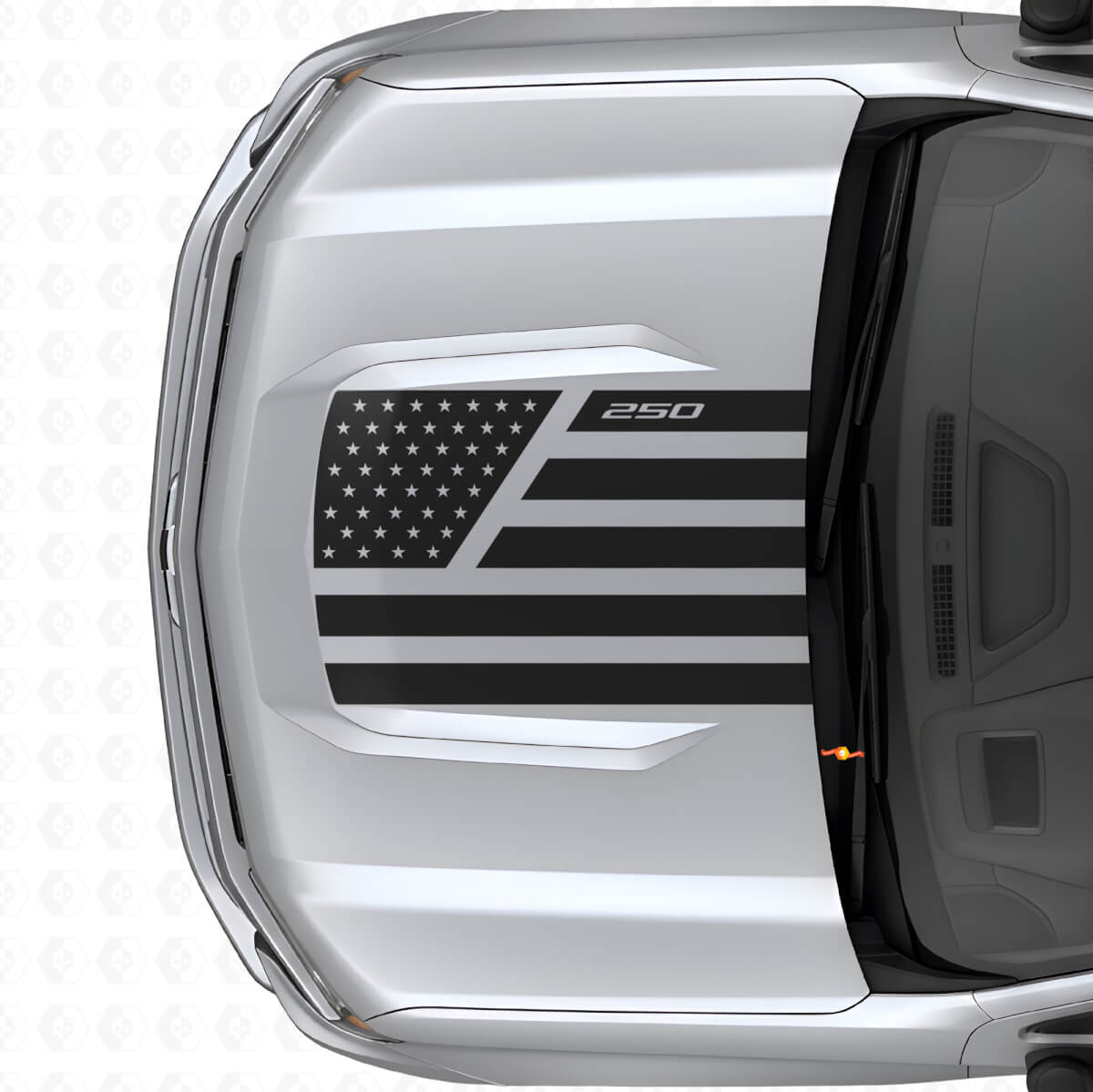 Adesivo in vinile Stile Stelle e Acciaio con Bandiera USA per Cofano Chevrolet Silverado 1500 2026