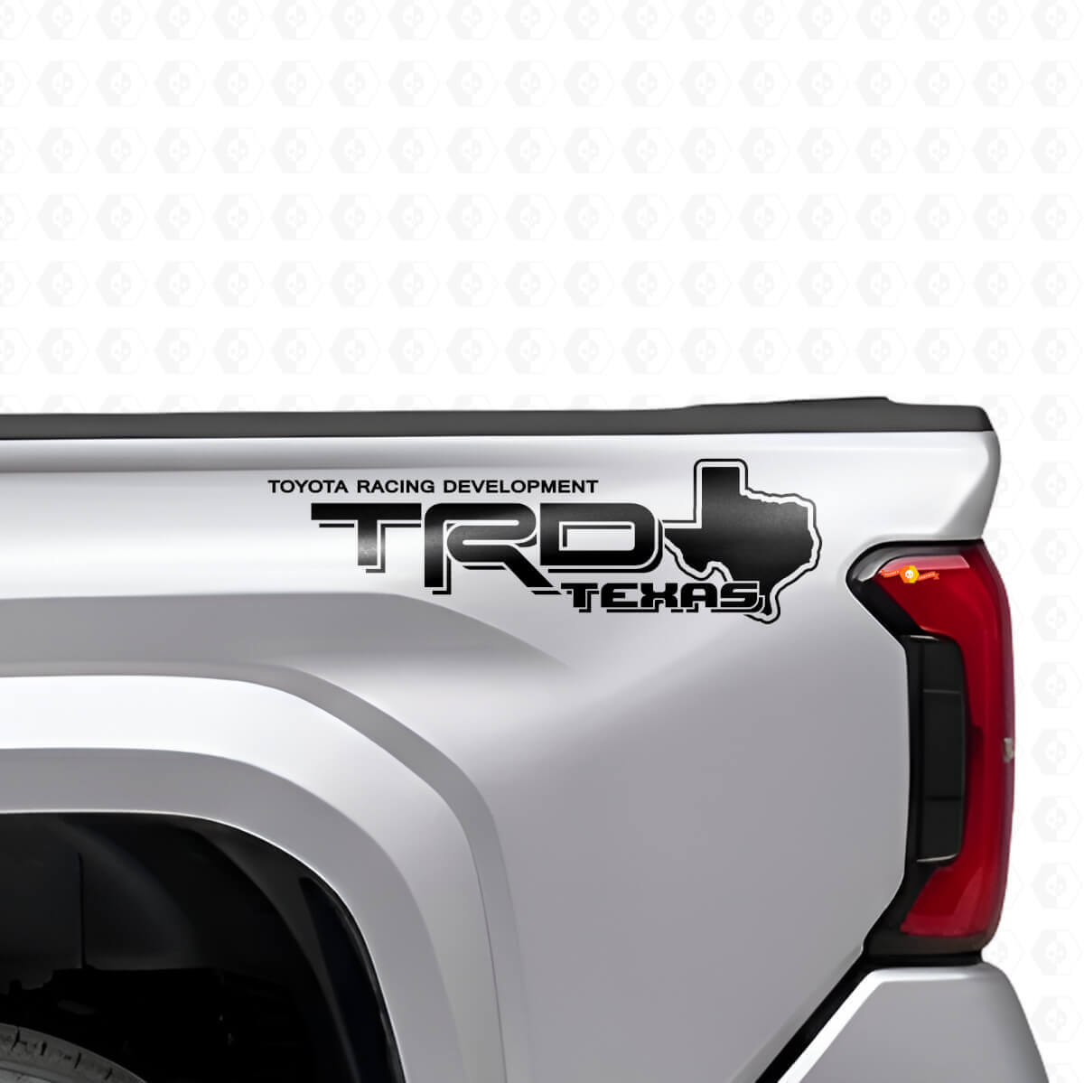 Coppia di Adesivi Laterali in Vinile Stile TRD Mappa del Texas per Camion Toyota