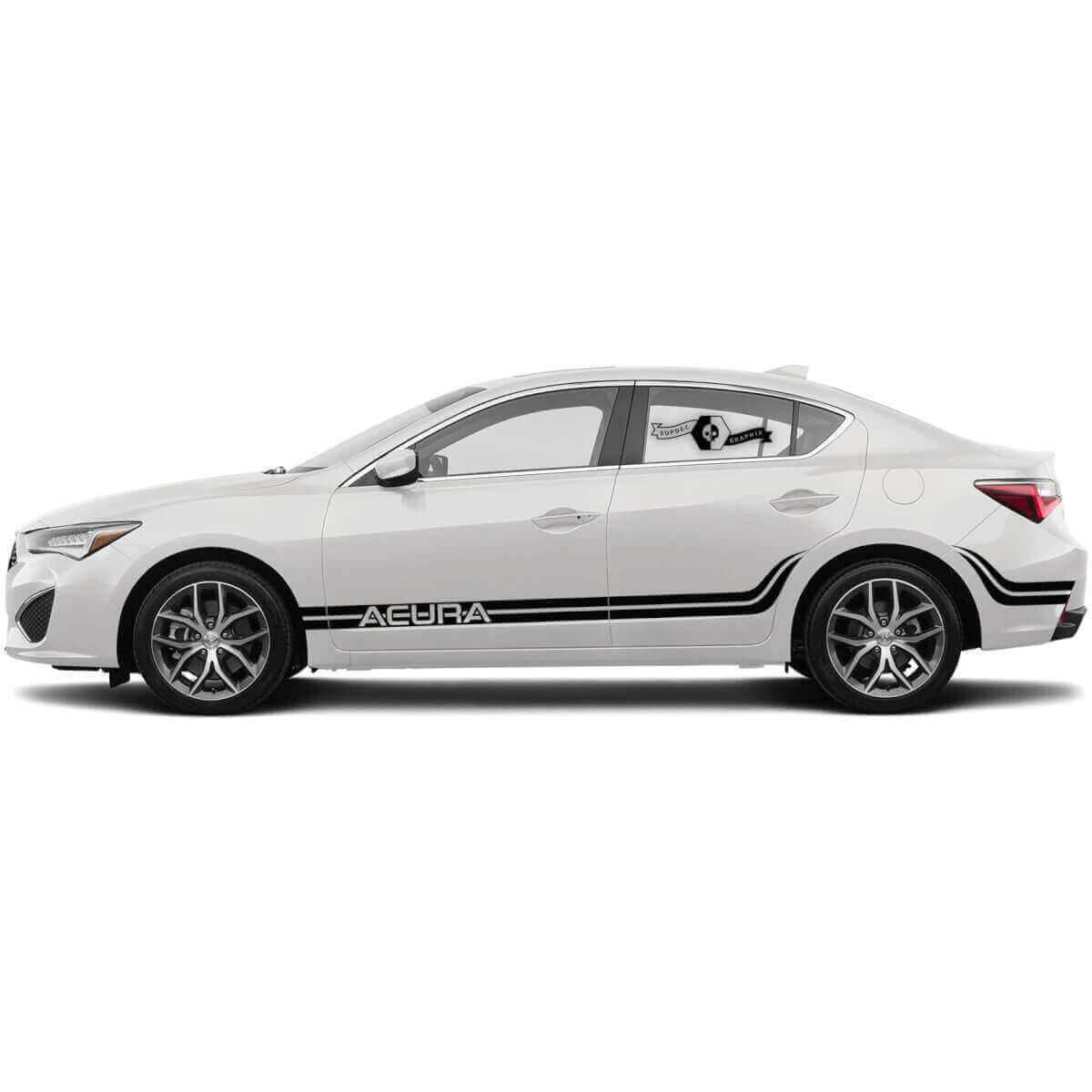 Kit Adesivi in Vinile Doppia Striscia Laterale Curva per Acura ILX