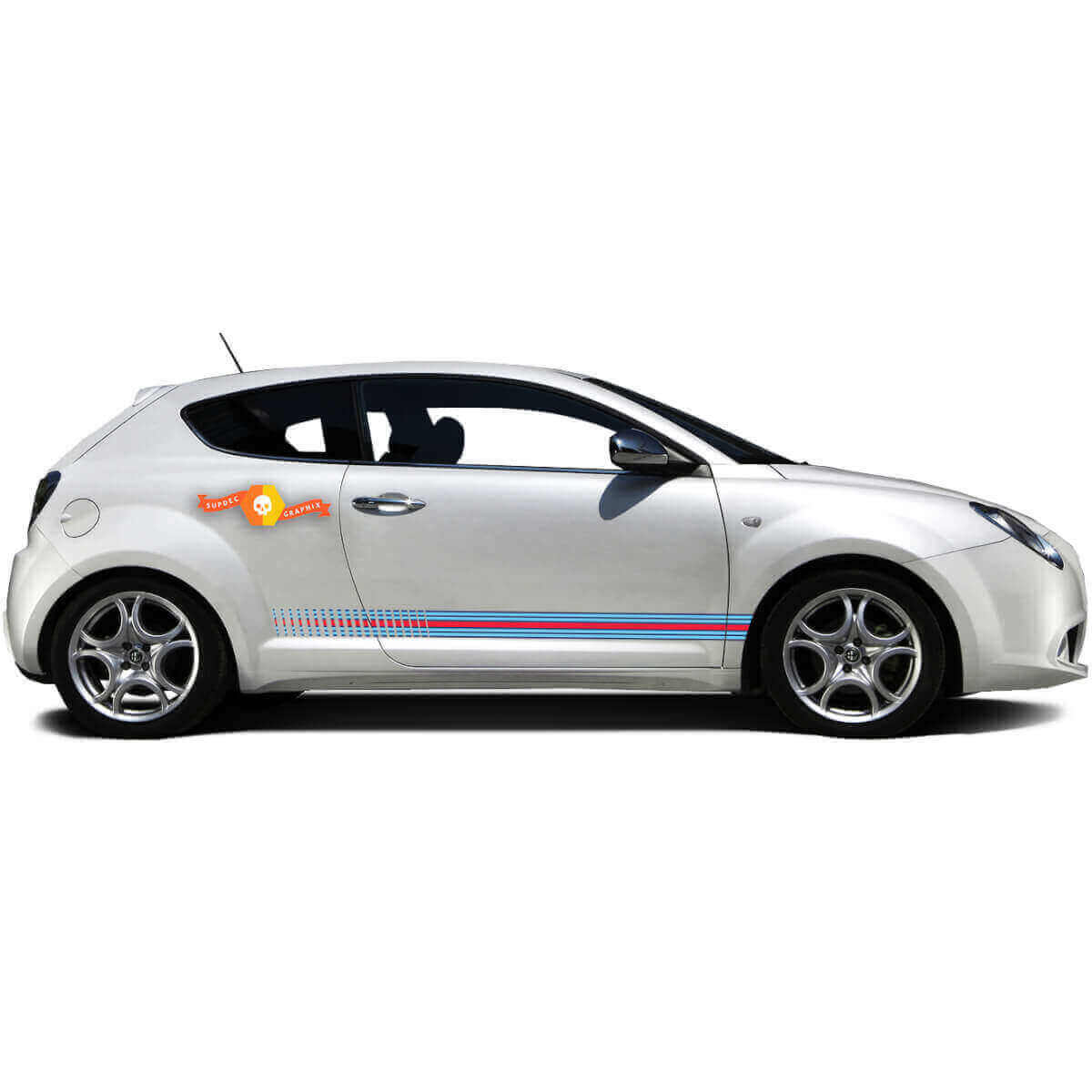 Kit di adesivi in vinile a strisce laterali stile corsa Strobe per Alfa Romeo