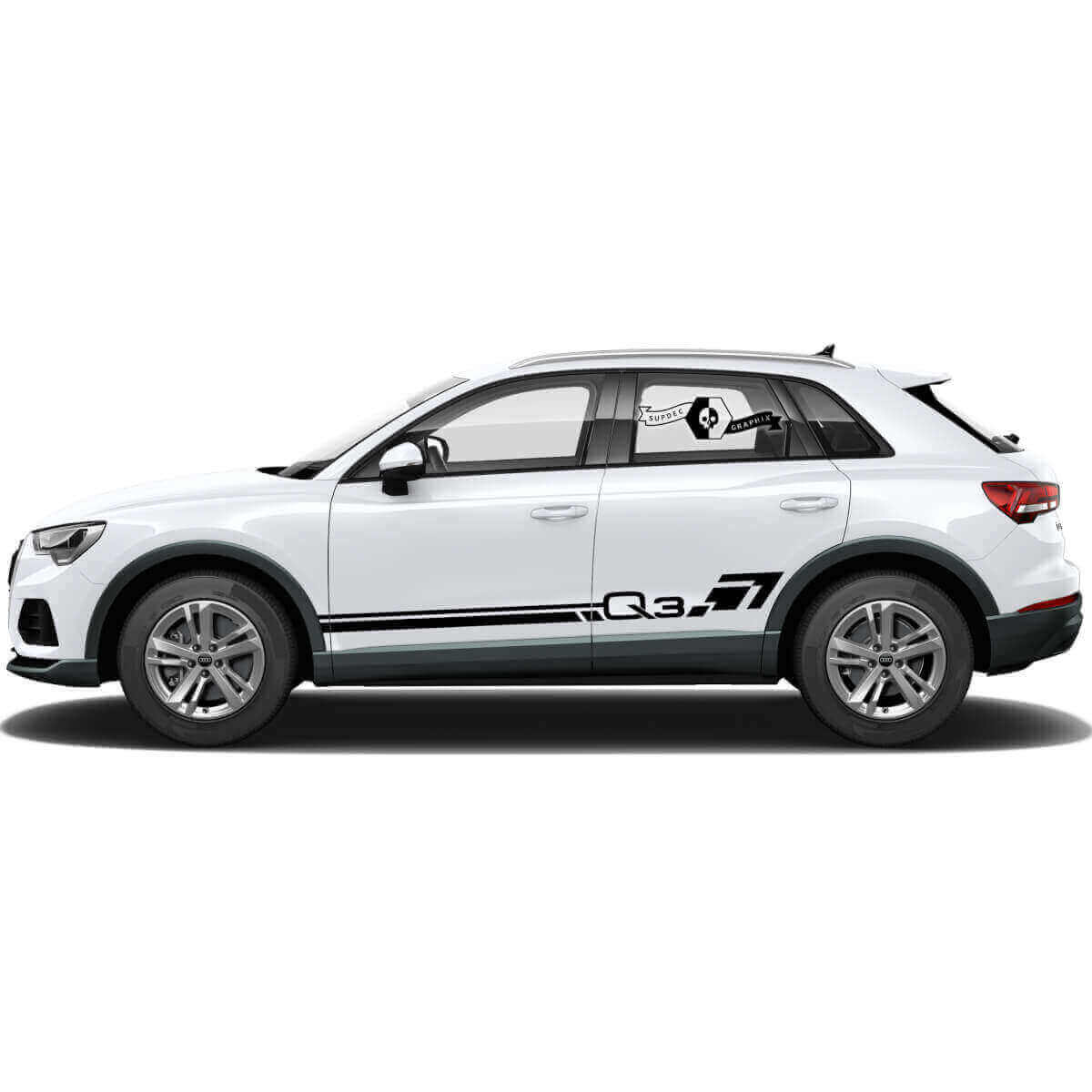 Set Adesivi in Vinile Strisce Laterali con Logo Q3 per Audi Q3