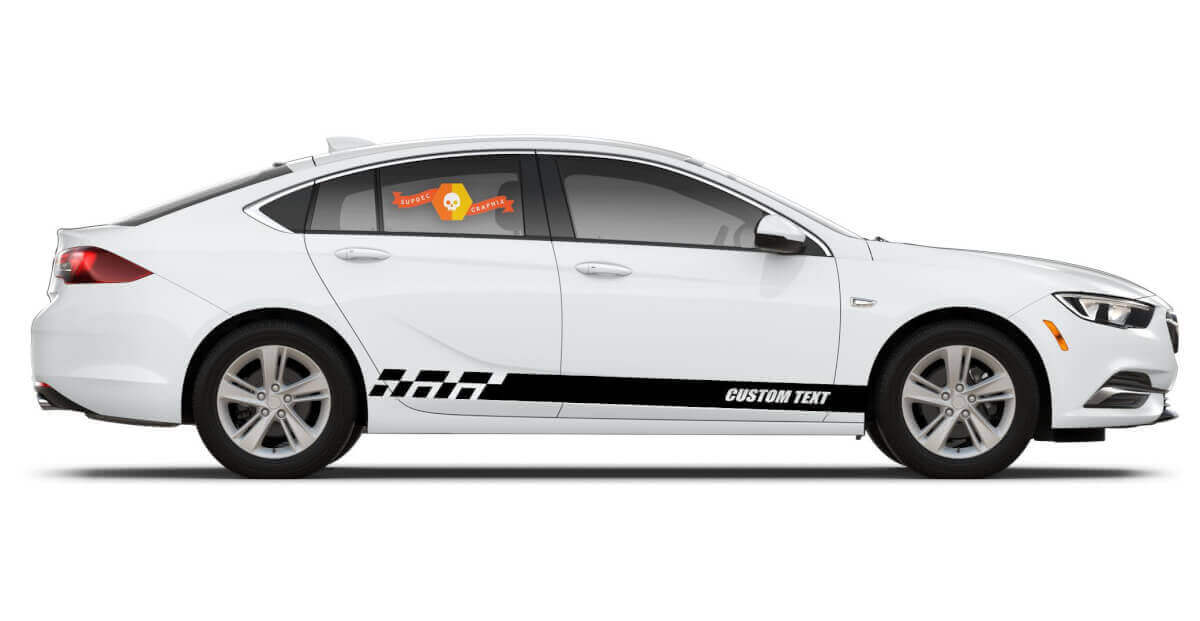 Kit di Adesivi Laterali a Strisce Decorate con Testo Personalizzato per Buick Regal
