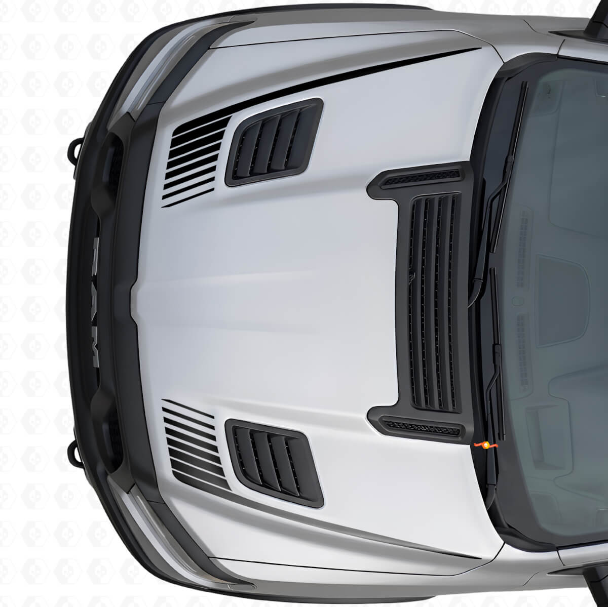 Set di Adesivi in Vinile Stile Stroboscopico a Forma di Bastone da Hockey per Cofano Dodge Ram Sport 2019+