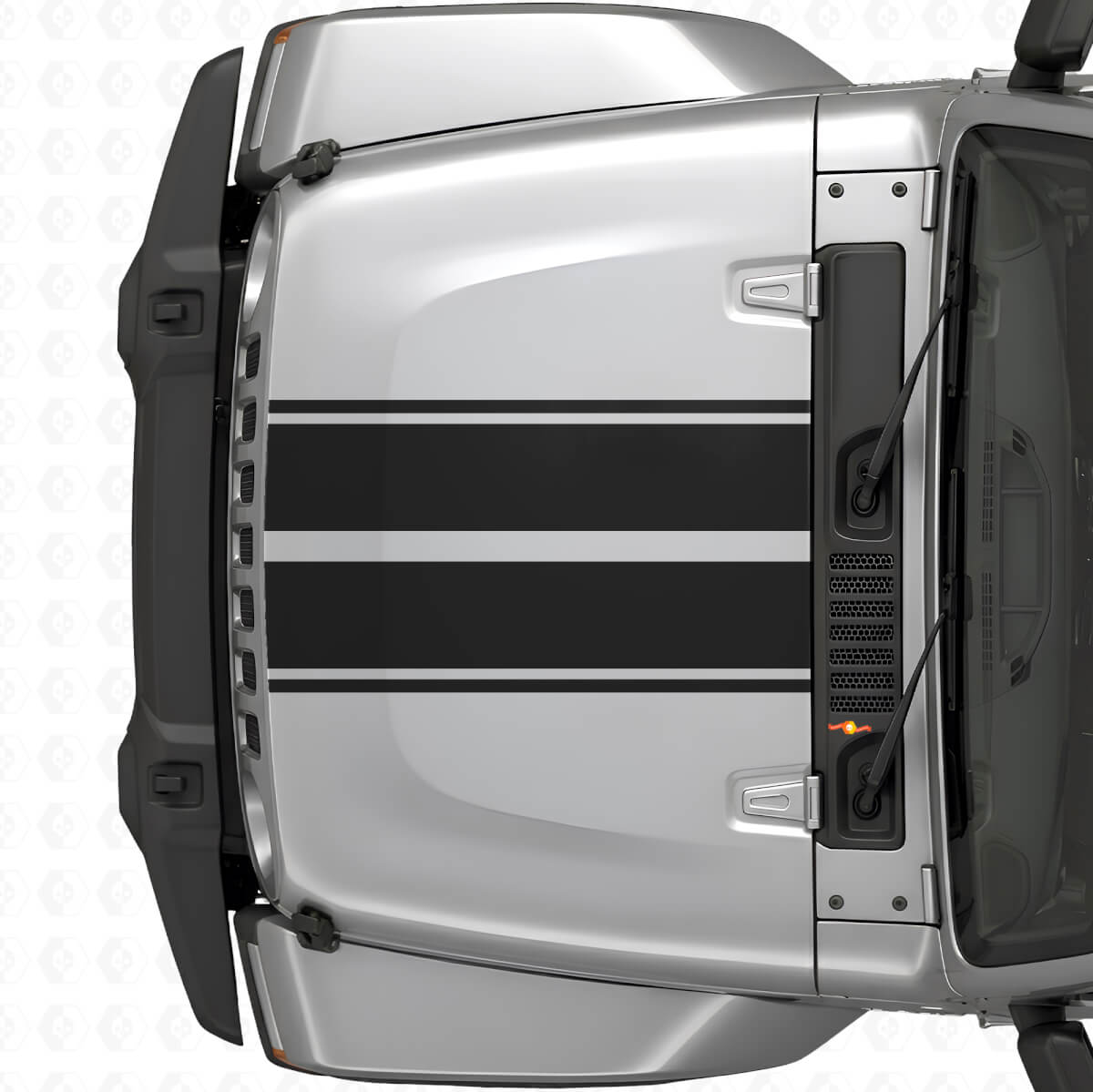 Strisce Viniliche Outline Doppio Cofano per Jeep Wrangler 2007+