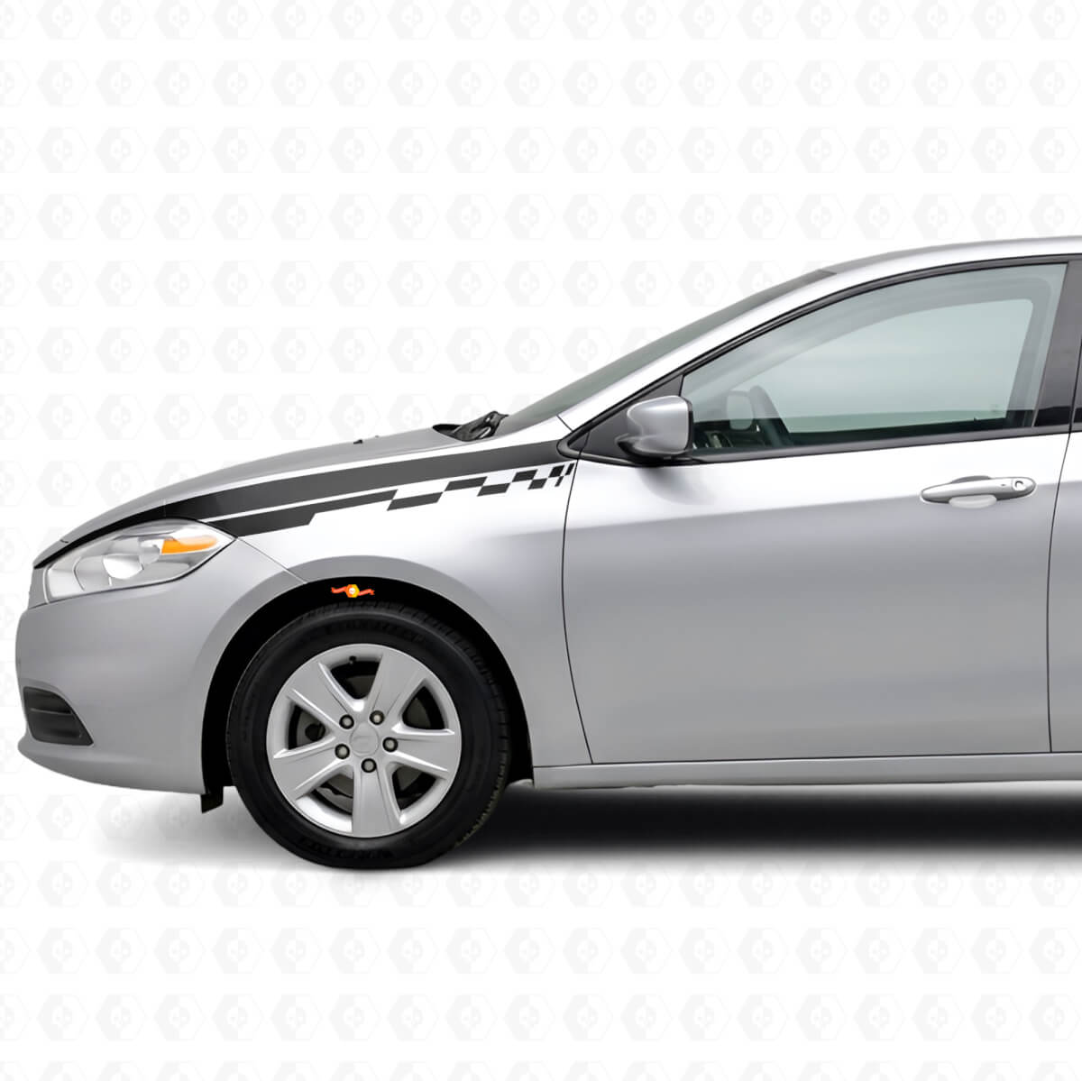 Kit di Adesivi in Vinile con Strisce a Damiera Diritte per Parafango Anteriore per Dodge Dart 2013+