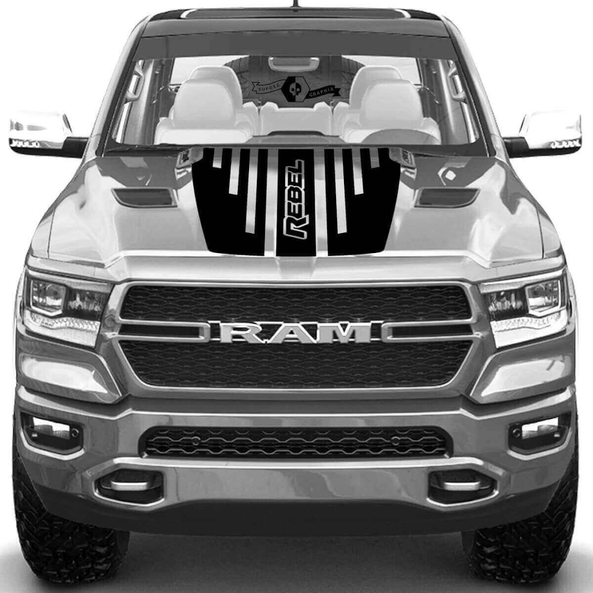 Adesivo in vinile a strisce sul cofano TRX Rebel per Dodge Ram Rebel 2021+
