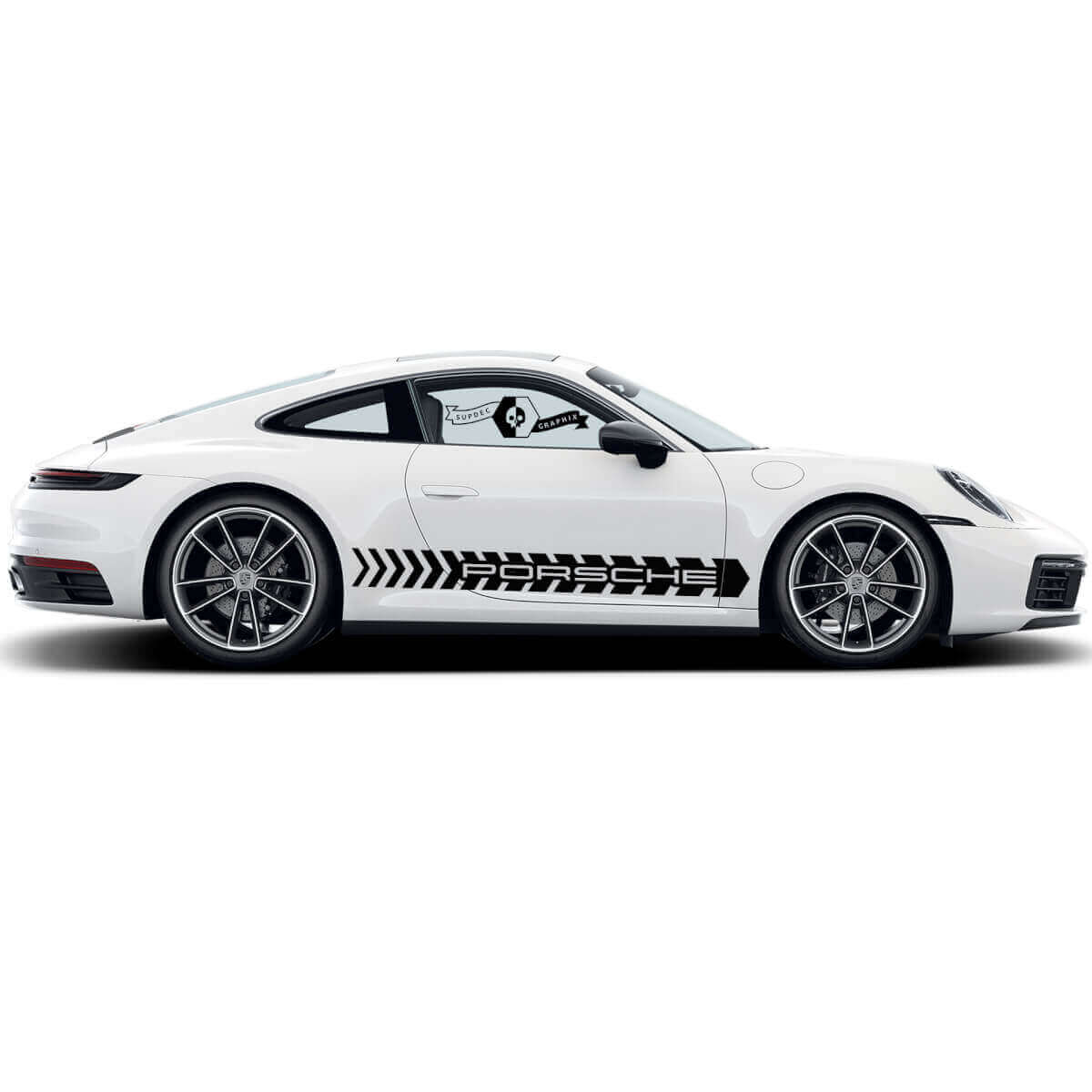 Kit di Adesivi Vinilici Strisce Laterali con Scritta Porsche per Porsche Carrera 911