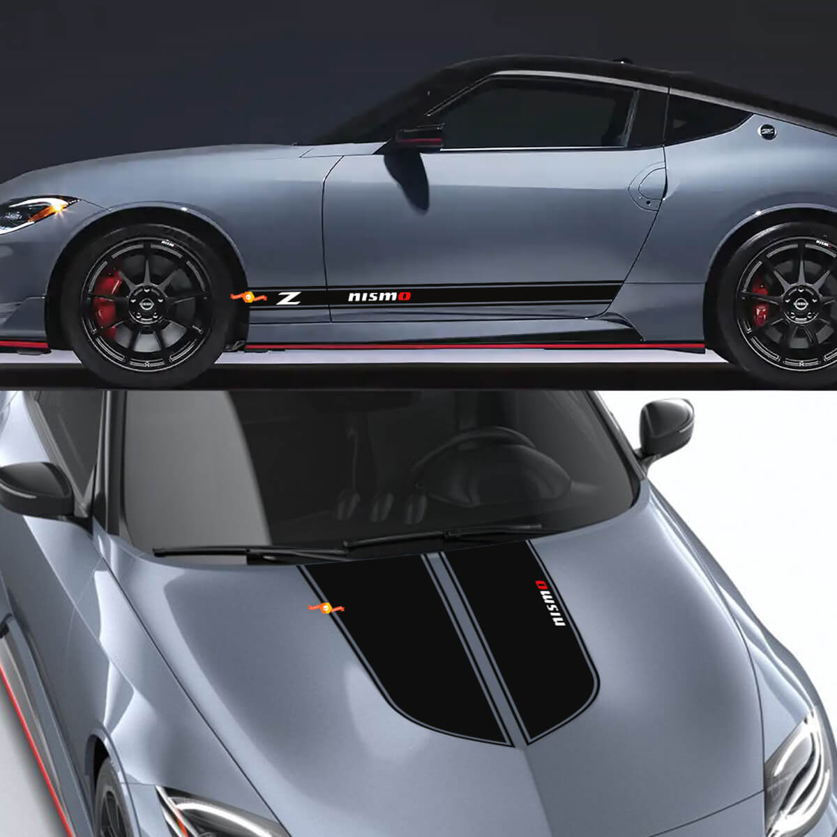 Kit Adesivi Vinile Contorno Cofano e Strisce Laterali Nismo per Nissan Z Nismo 2024