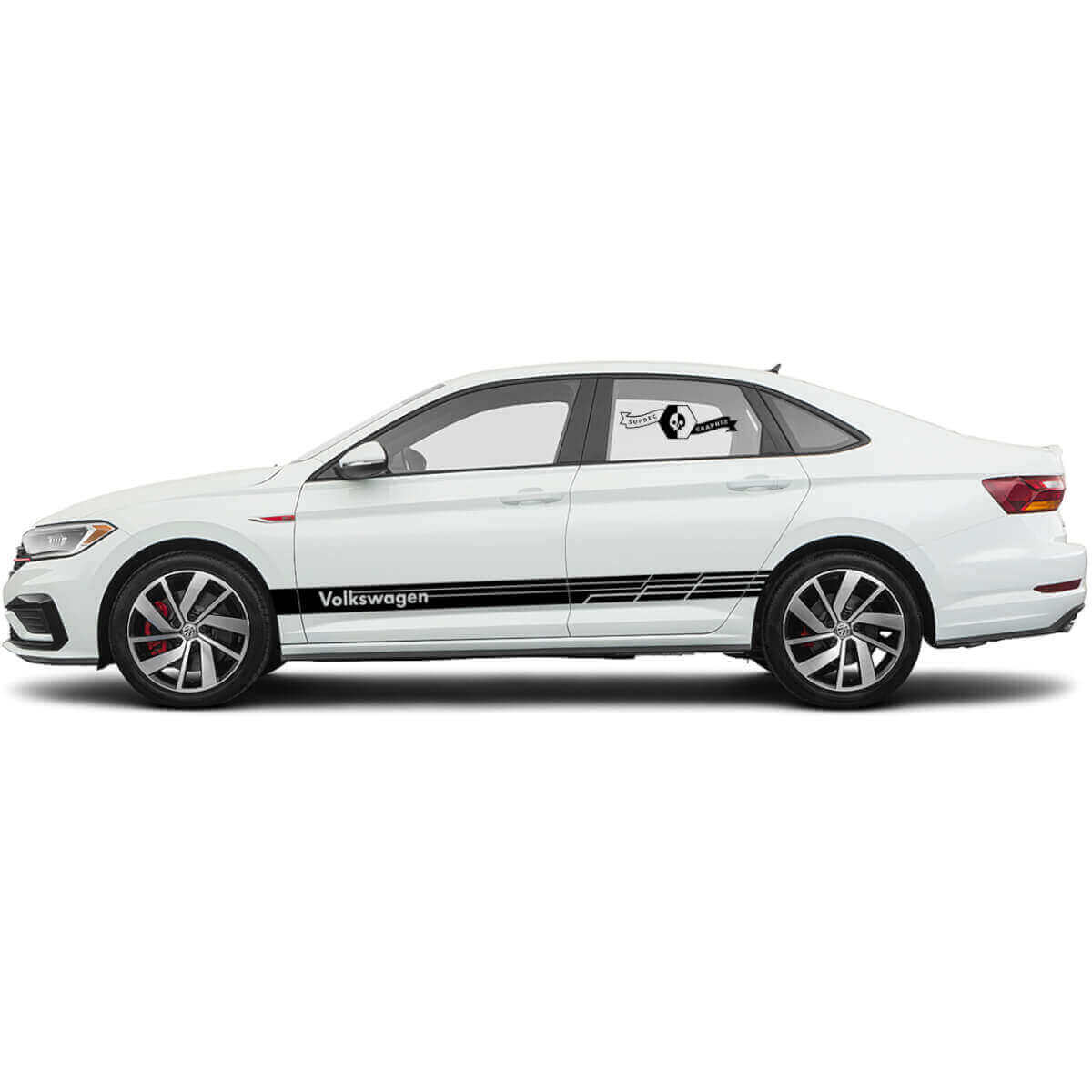 Set di Adesivi in Vinile con Scritta del Marchio e Strisce Laterali con Logo per Volkswagen Jetta
