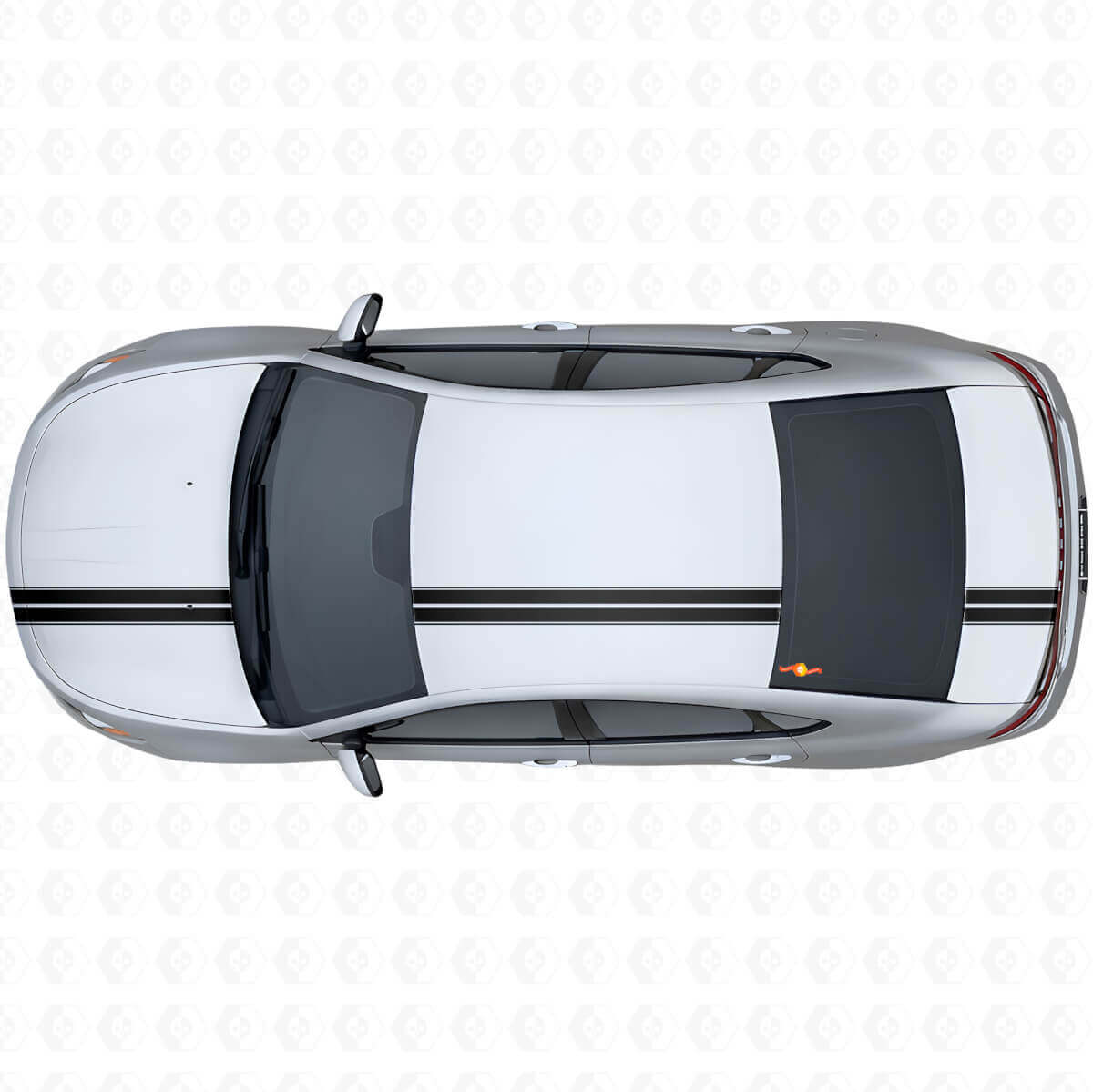 Kit di Adesivi in Vinile con Doppio Contorno a Strisce Superiori per Dodge Dart 2013+