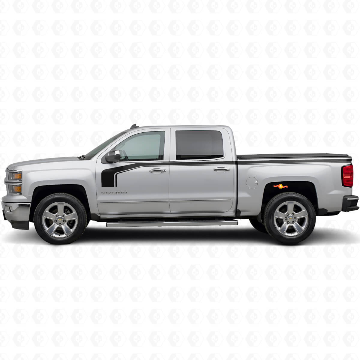 Kit Adesivi in Vinile Laterali con Contorno Inferiore Stile Bacchetta da Hockey per Chevy Silverado 1500 2014+