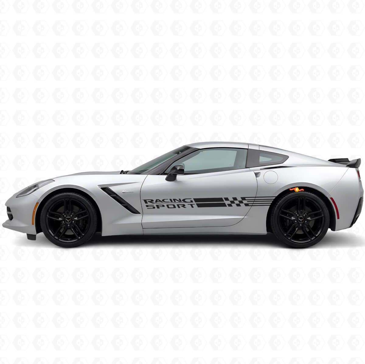 Set di Adesivi in Vinile con Strisce Laterali a Bandiera a Scacchi Racing Sport per Chevy Corvette