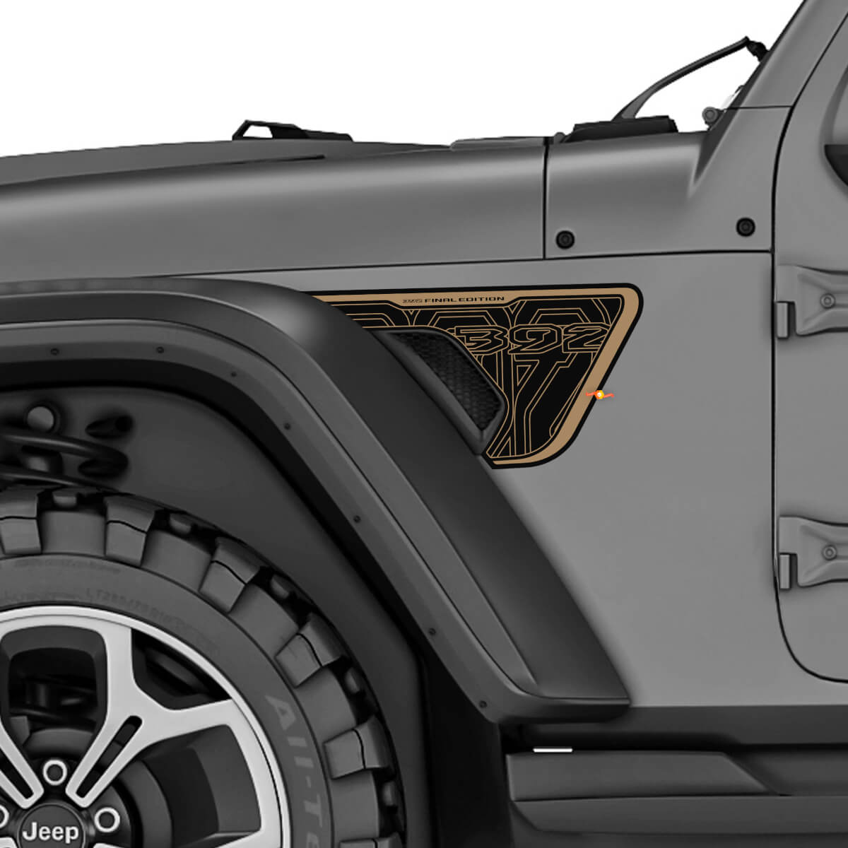 Kit decal vinile presa d’aria parafango edizione finale 392 per Jeep Wrangler Rubicon