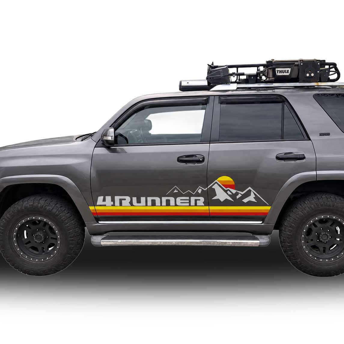 Adesivo in Vinile con Strisce Laterali in Stile Retrò Montagne per Toyota 4Runner 2014-2024