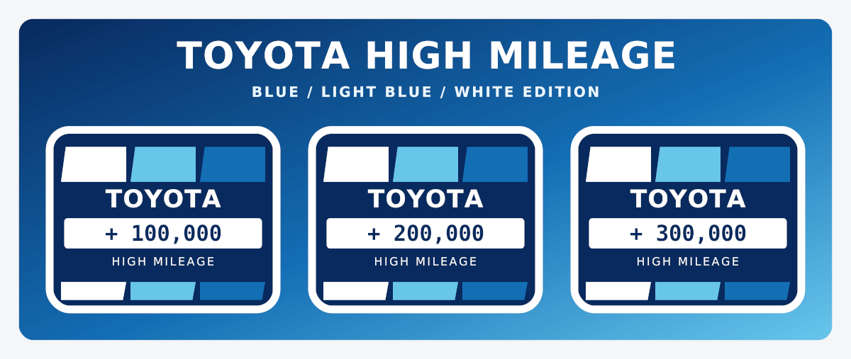 Toyota High Mileage Heritage Blue Retro Vintage Adesivi Set Decalcomanie Grafiche