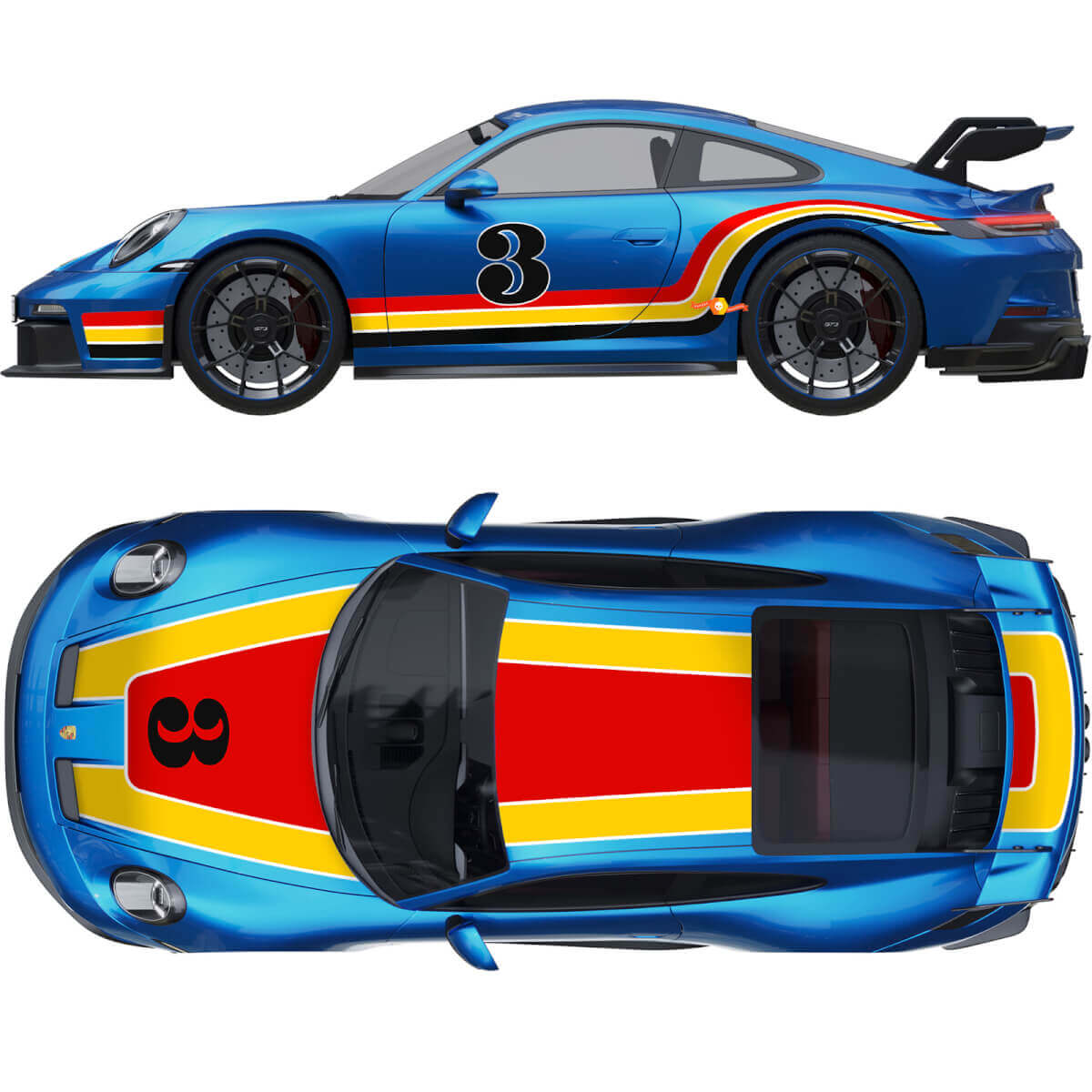 Kit Completo Adesivi in Vinile Stile Racing per Porsche 911 GT3 RS
