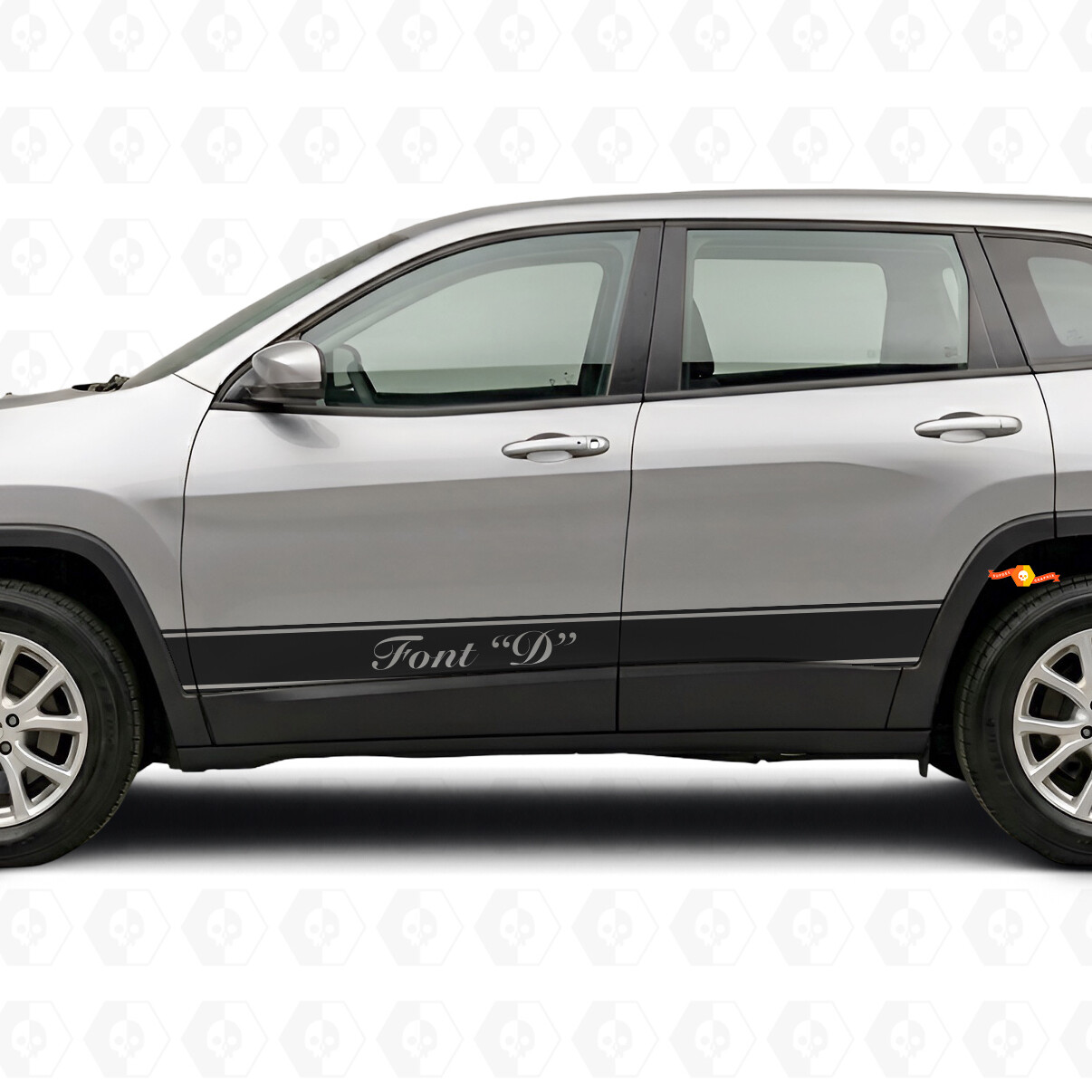 Adesivo in Vinile Laterale con Strisce Contorno Personalizzate per Jeep Cherokee 2014-2023