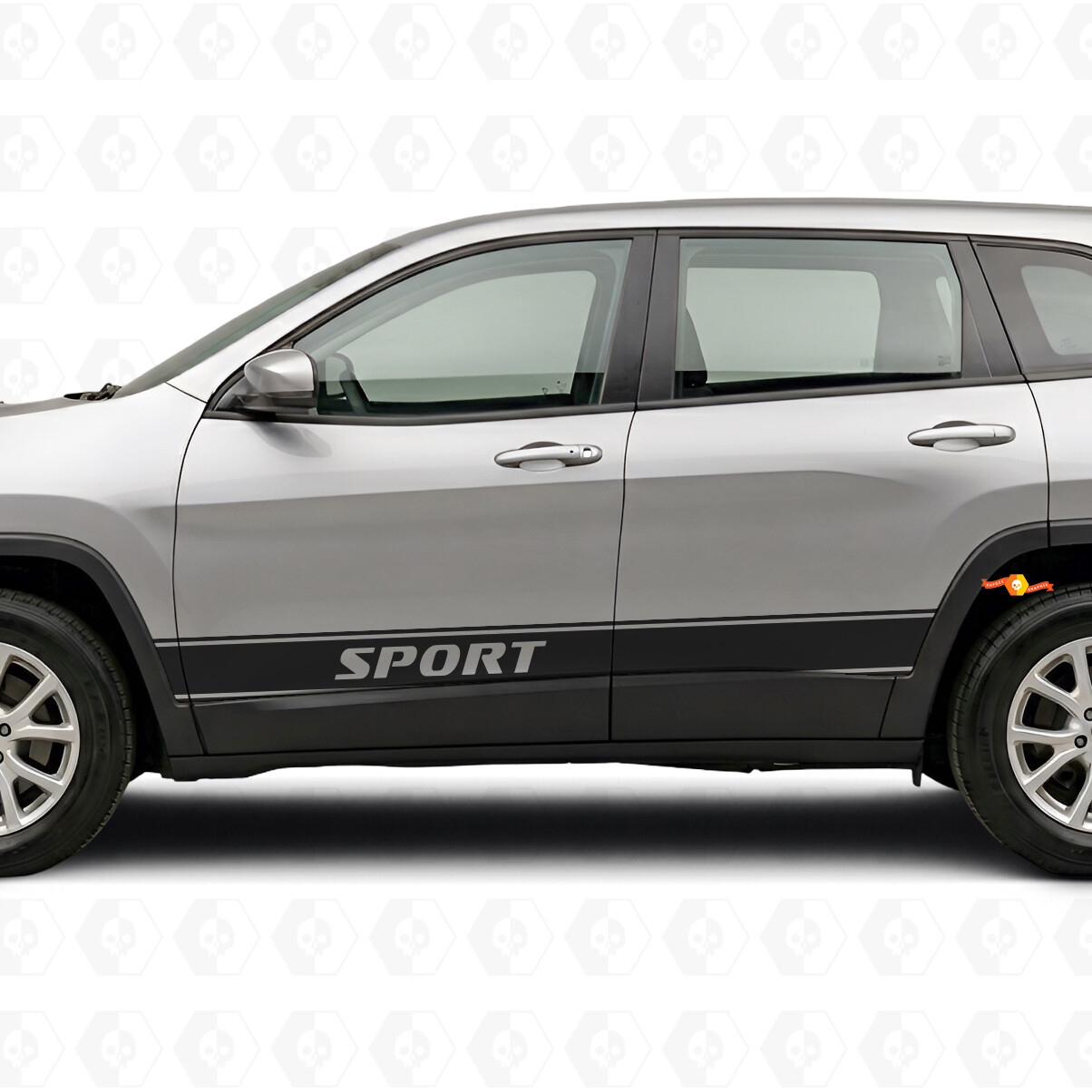 Adesivi in vinile a strisce con contorno lettere Sport per Jeep Cherokee 2014-2023