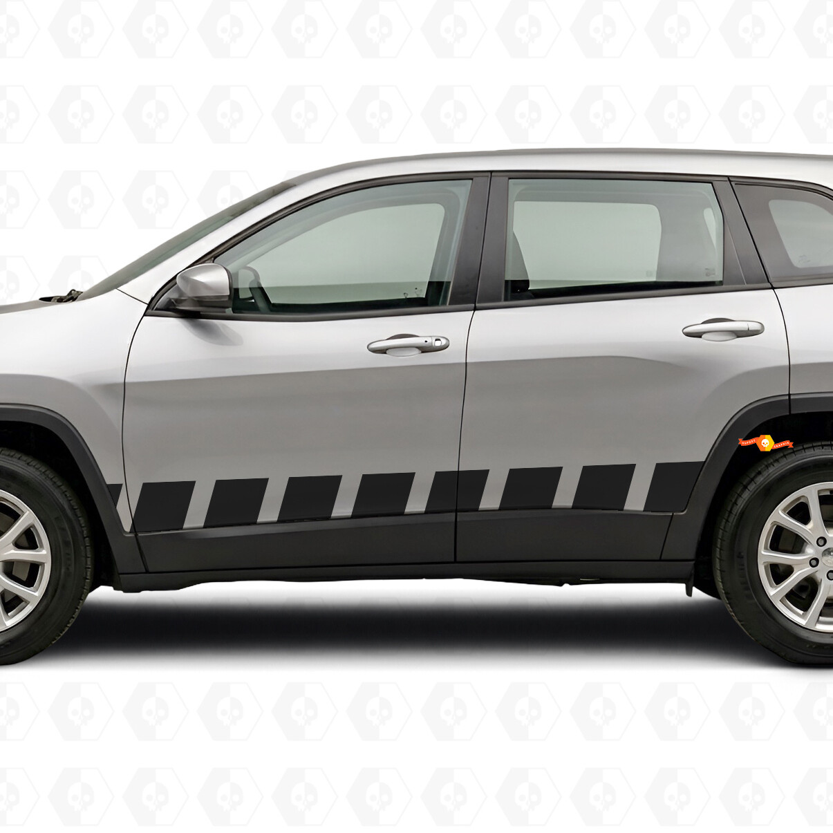 Adesivo in Vinile Laterale a Strisce Stile Blocco per Jeep Cherokee 2014-2023