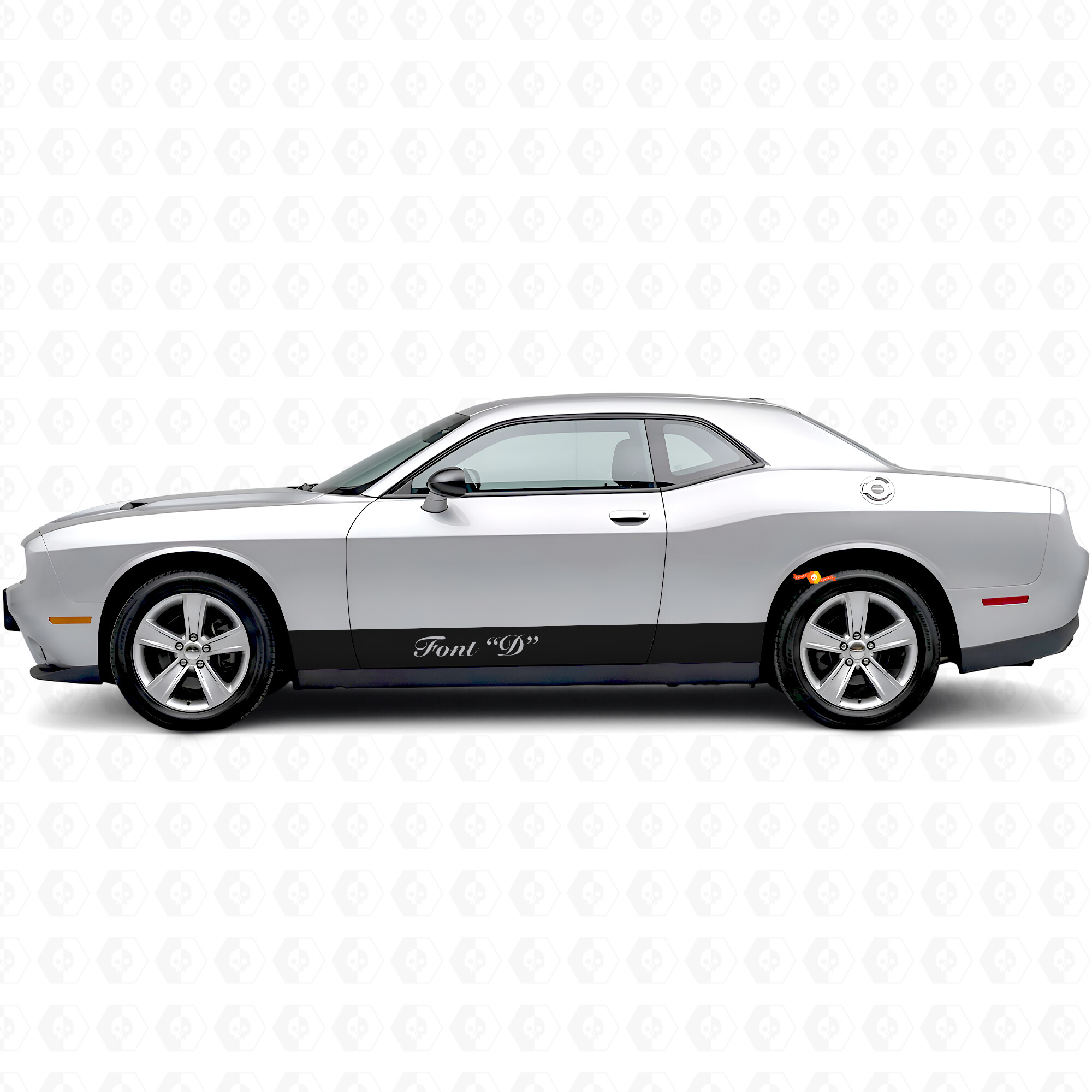 Strisce Dritte e Testo Personalizzato Adesivo in Vinile per Modanatura Laterale per Dodge Challenger