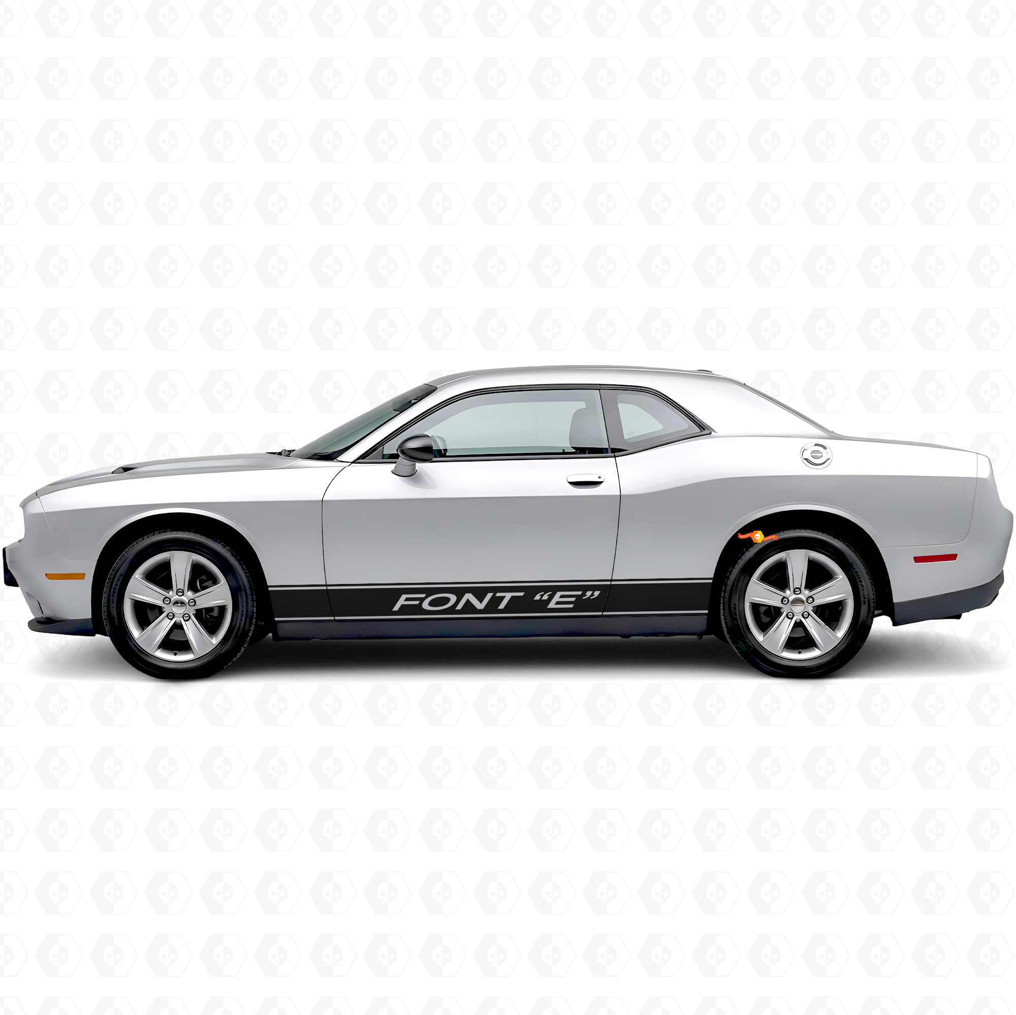 Adesivo in Vinile Personalizzato con Strisce Contorno per Minigonne Dodge Challenger