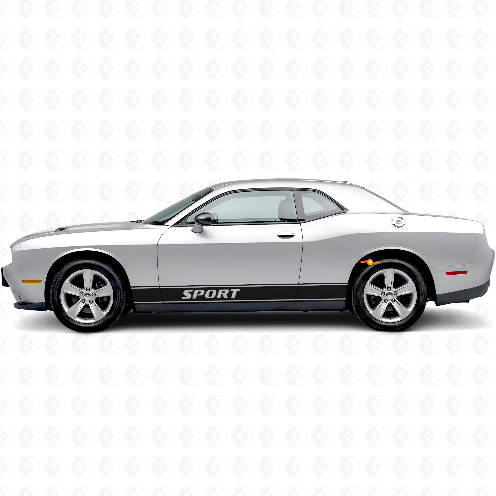 Adesivo in vinile con strisce laterali a contorno sportivo per Dodge Challenger