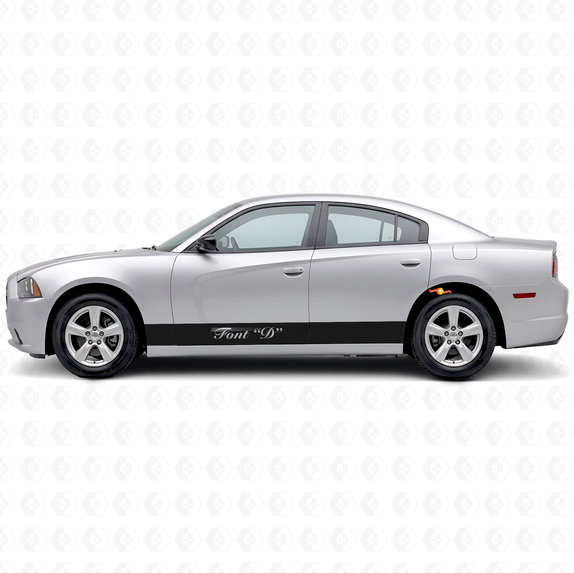 Strisce Diritte e Testo Personalizzato Adesivo Vinile Laterale per Dodge Charger 2011-2014