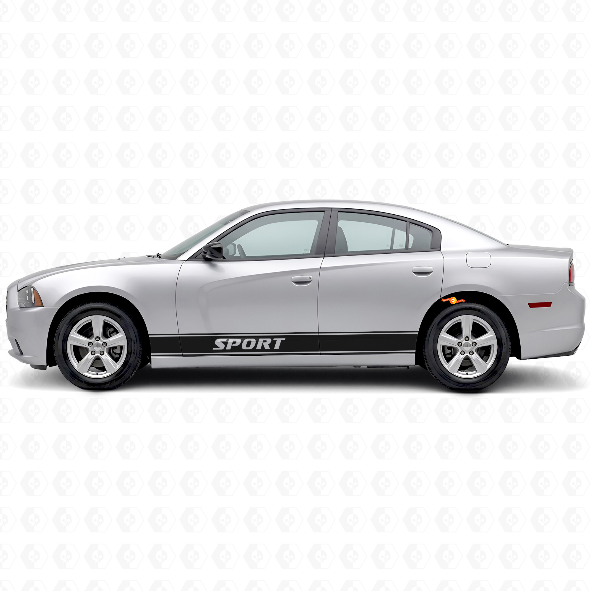 Adesivo in Vinile con Strisce Laterali a Contorno Sportivo per Dodge Charger 2011-2014