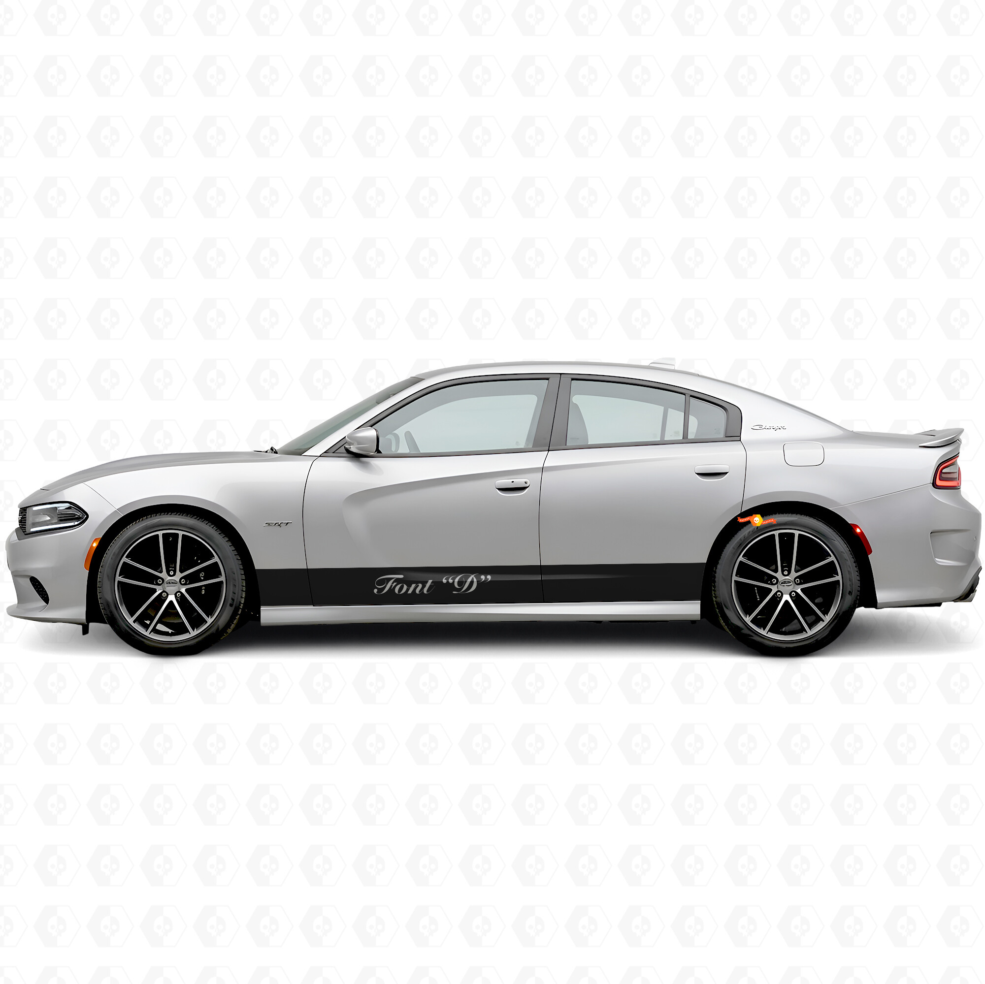 Strisce Zigrinate e Adesivo in Vinile Laterale con Testo Personalizzato per Dodge Charger 2015-2026