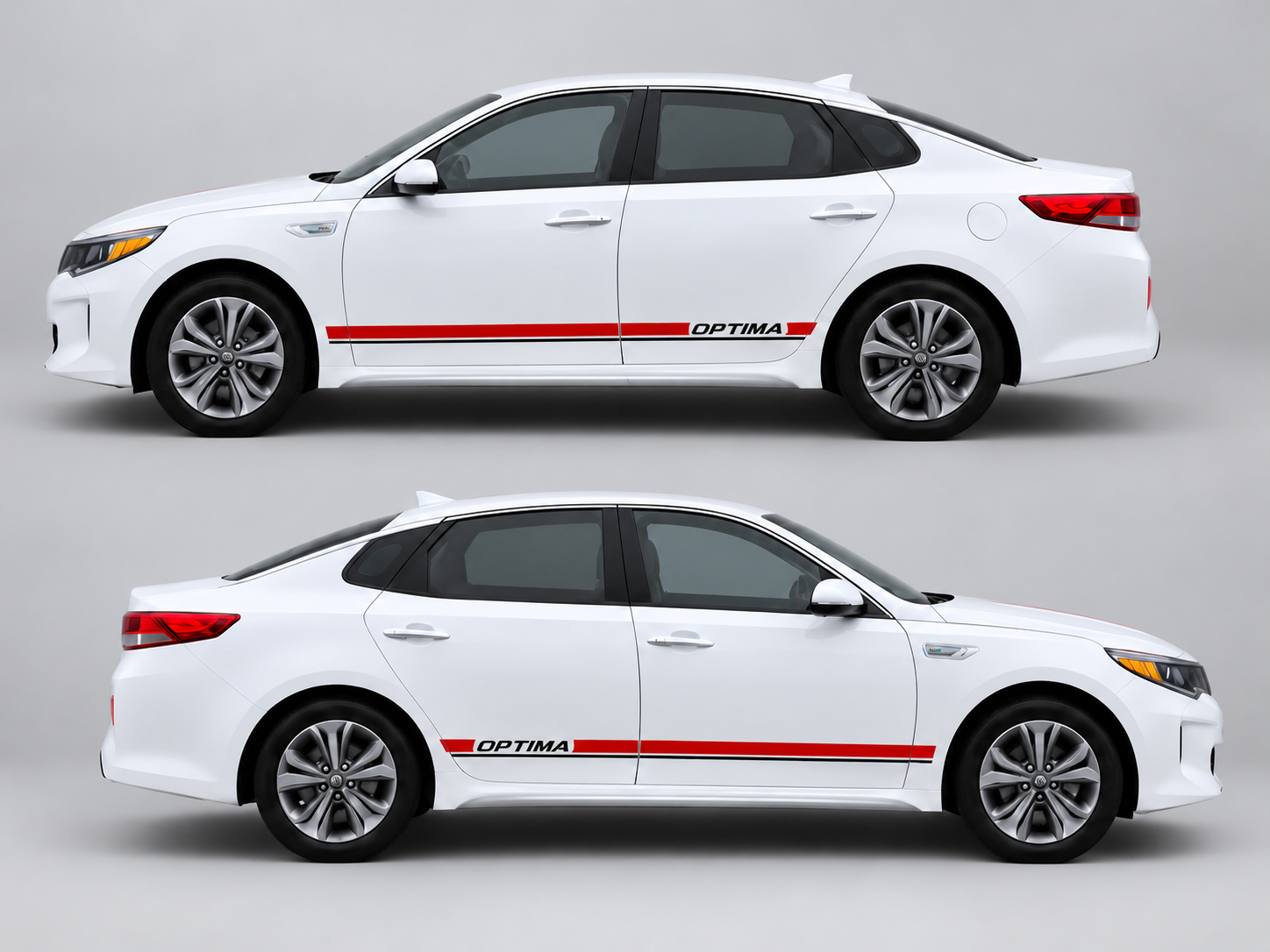 Adesivi in vinile per strisce laterali inferiori con scritta Optima, coppia per Kia Optima – Adesivo auto alla moda
