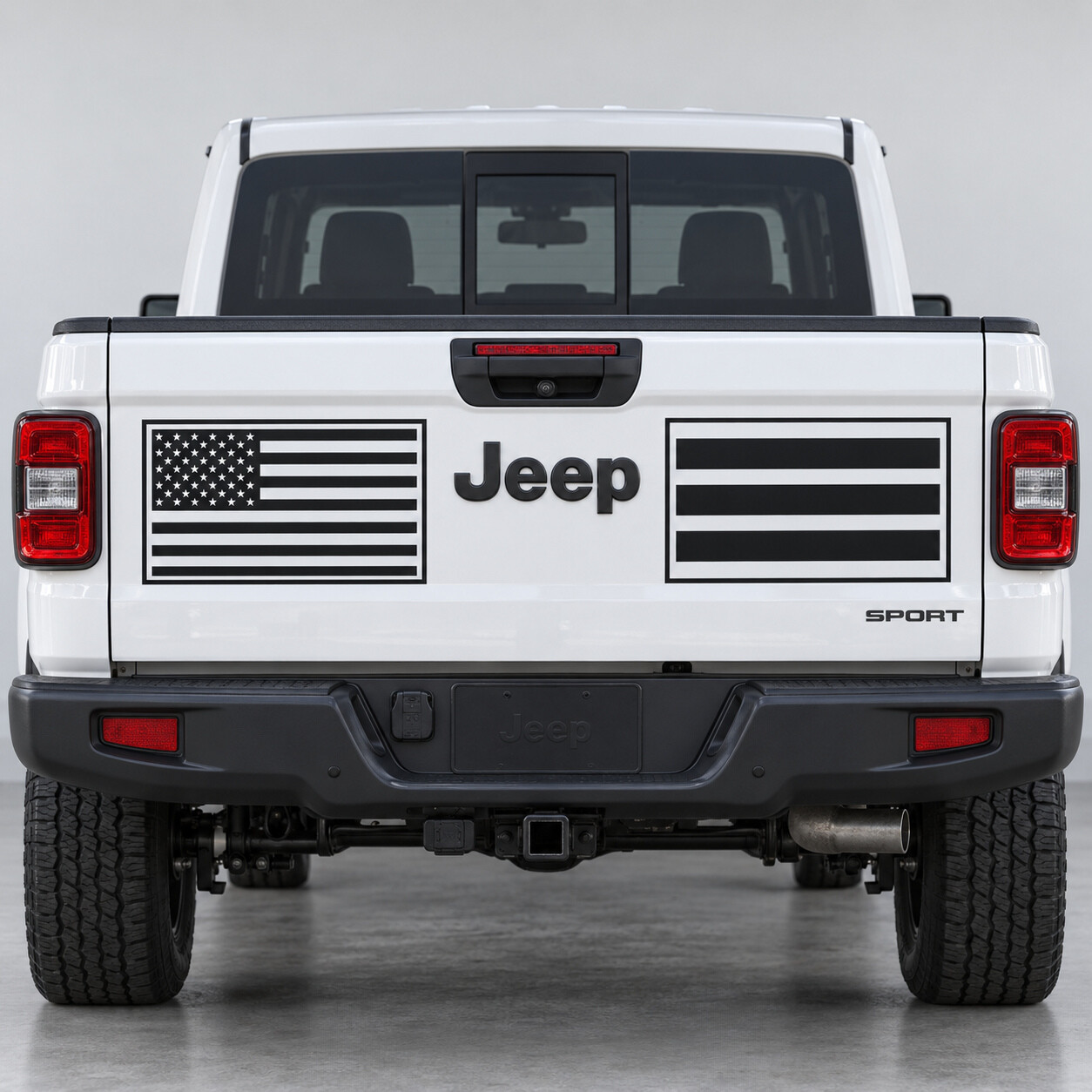 Adesivo in vinile con bandiera incorniciata per portellone Jeep Gladiator 2023