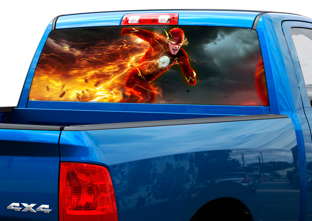 Adesivo in vinile per finestrino posteriore Flash DC Comics per pick-up e SUV