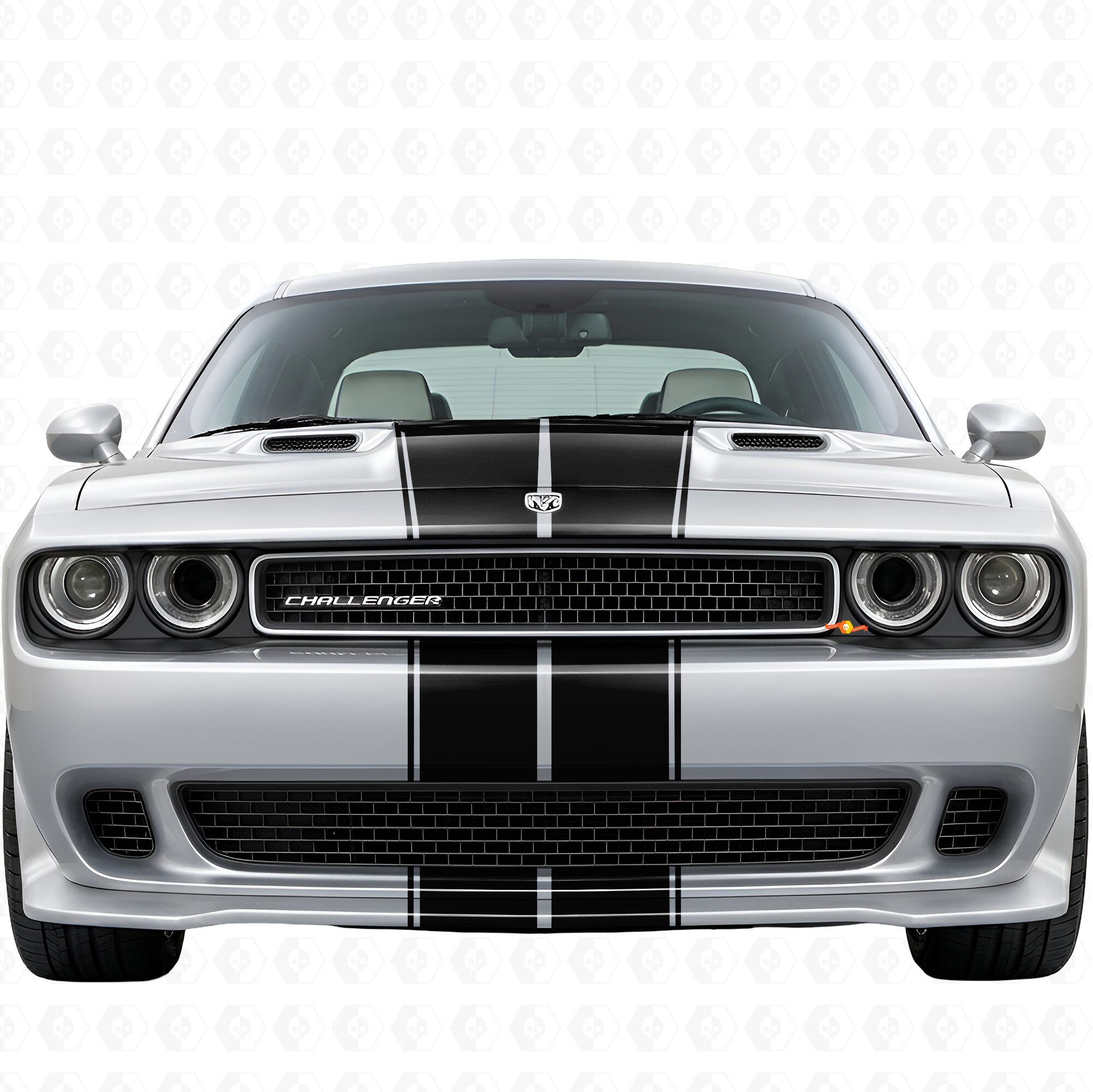 Kit completo di adesivi in vinile con doppio contorno a strisce per Dodge Challenger 2008-2014