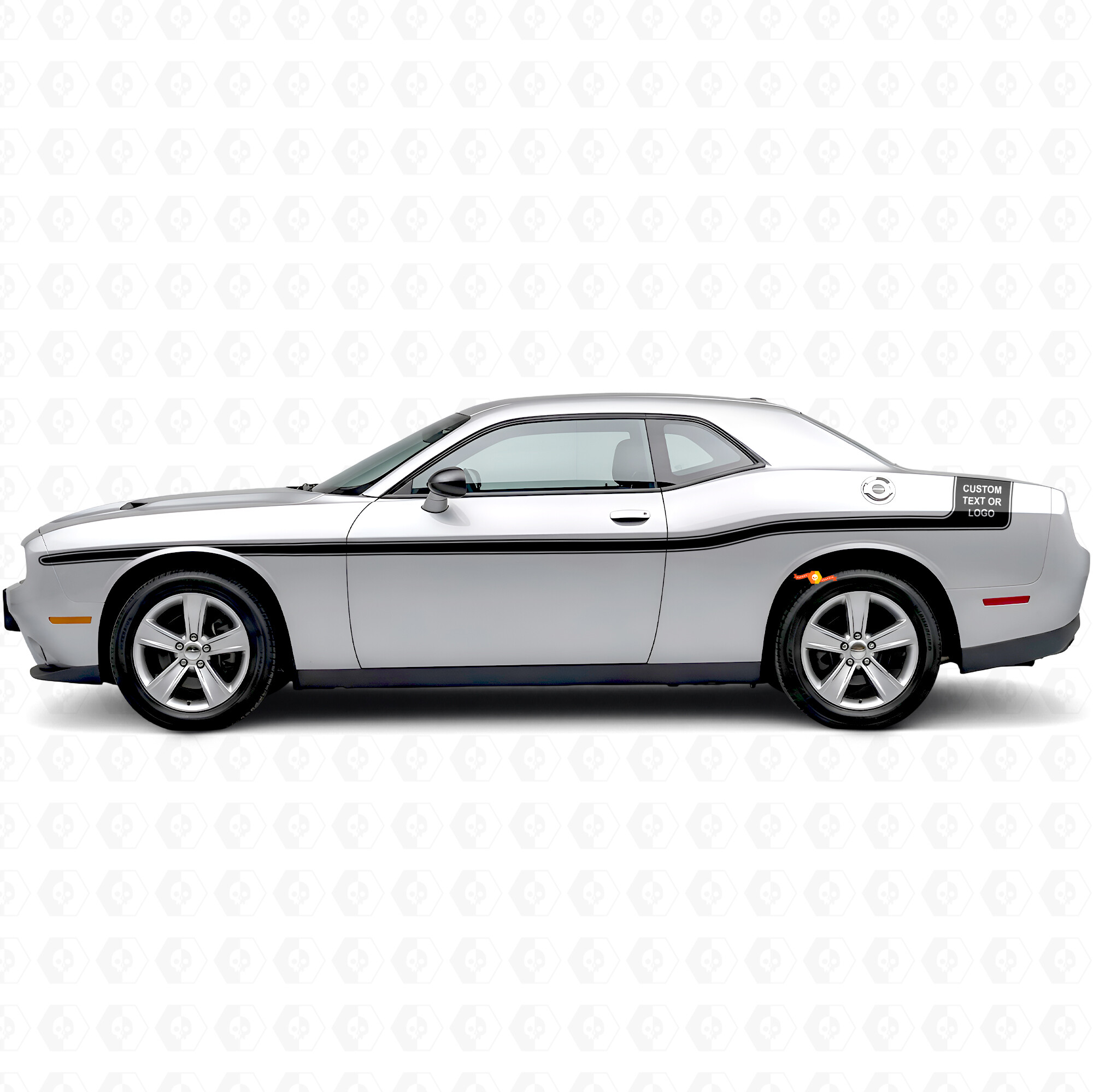 Strisce Outline con Testo Personalizzato Adesivo Vinile Laterale per Dodge Challenger