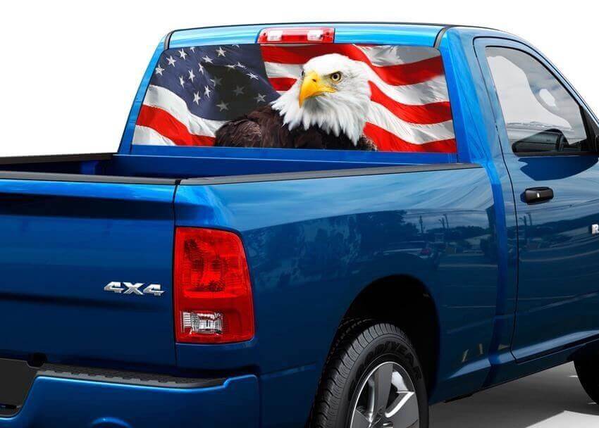 Adesivo in Vinile con Bandiera American Eagle per Finestrino Posteriore di Pickup e SUV