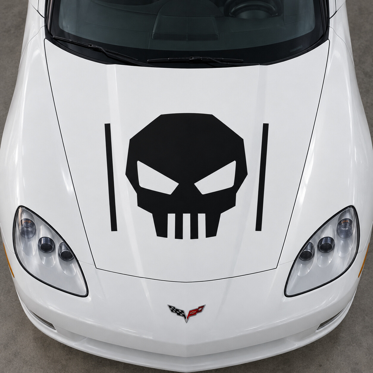Adesivo in Vinile Cofano Standard Coupe Skull Outrigger per Chevrolet Corvette C6 2005-2013