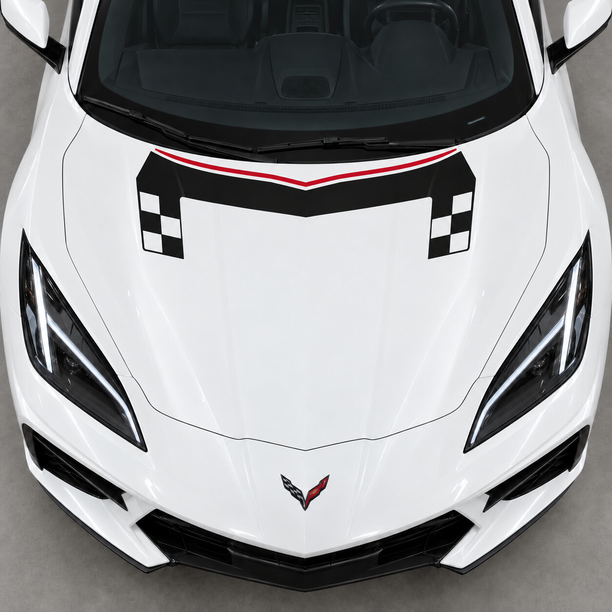 Adesivo in Vinile con Ponte a Spalle a Scacchi per Cofano C8 Stingray Chevrolet Corvette 2020