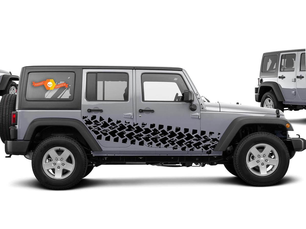 Adesivo laterale in vinile a strisce per battistrada pneumatici per Jeep Wrangler