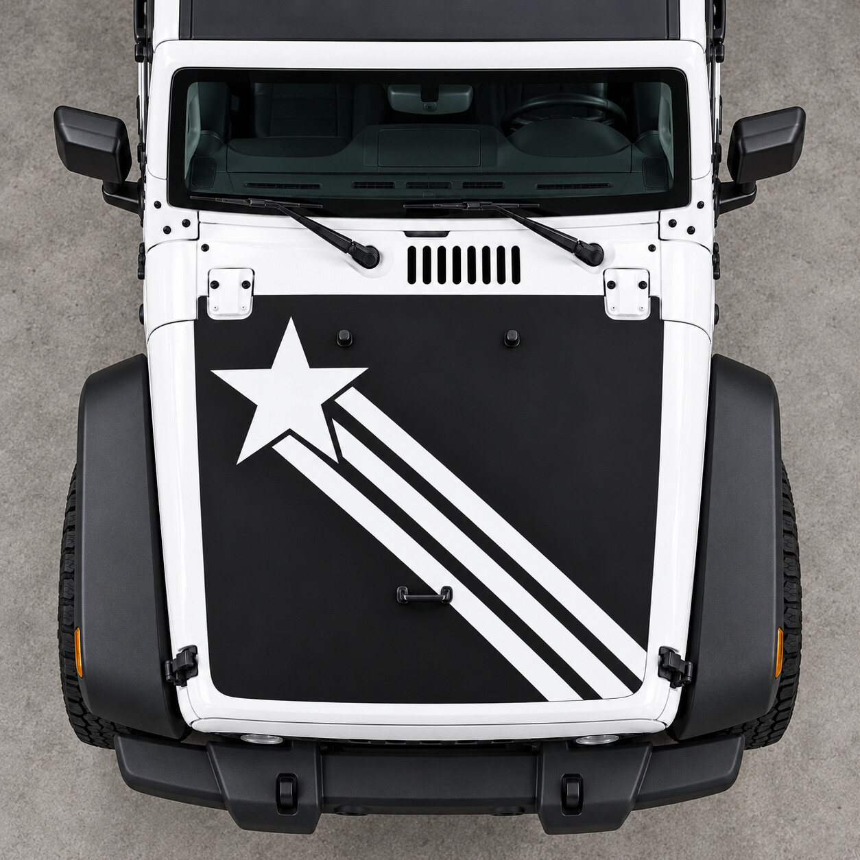 Adesivo Vinilico Star Trail per Cofano Jeep Wrangler 2014