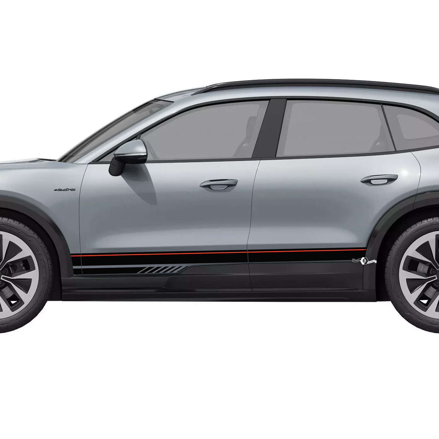Adesivo Vinilico a Strisce di Accento Stile Rally per Modanatura Sottoporta Porsche Cayenne Electric