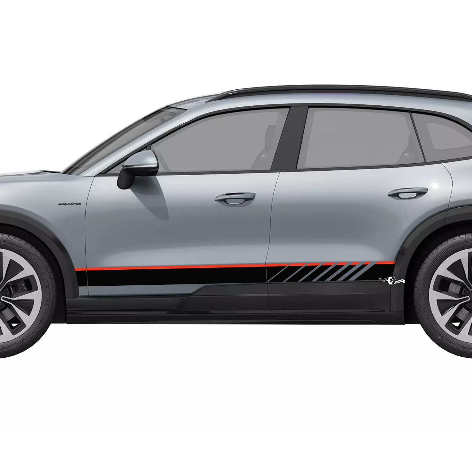 Adesivo in vinile con doppie strisce da corsa per soglia laterale Porsche Cayenne Electric