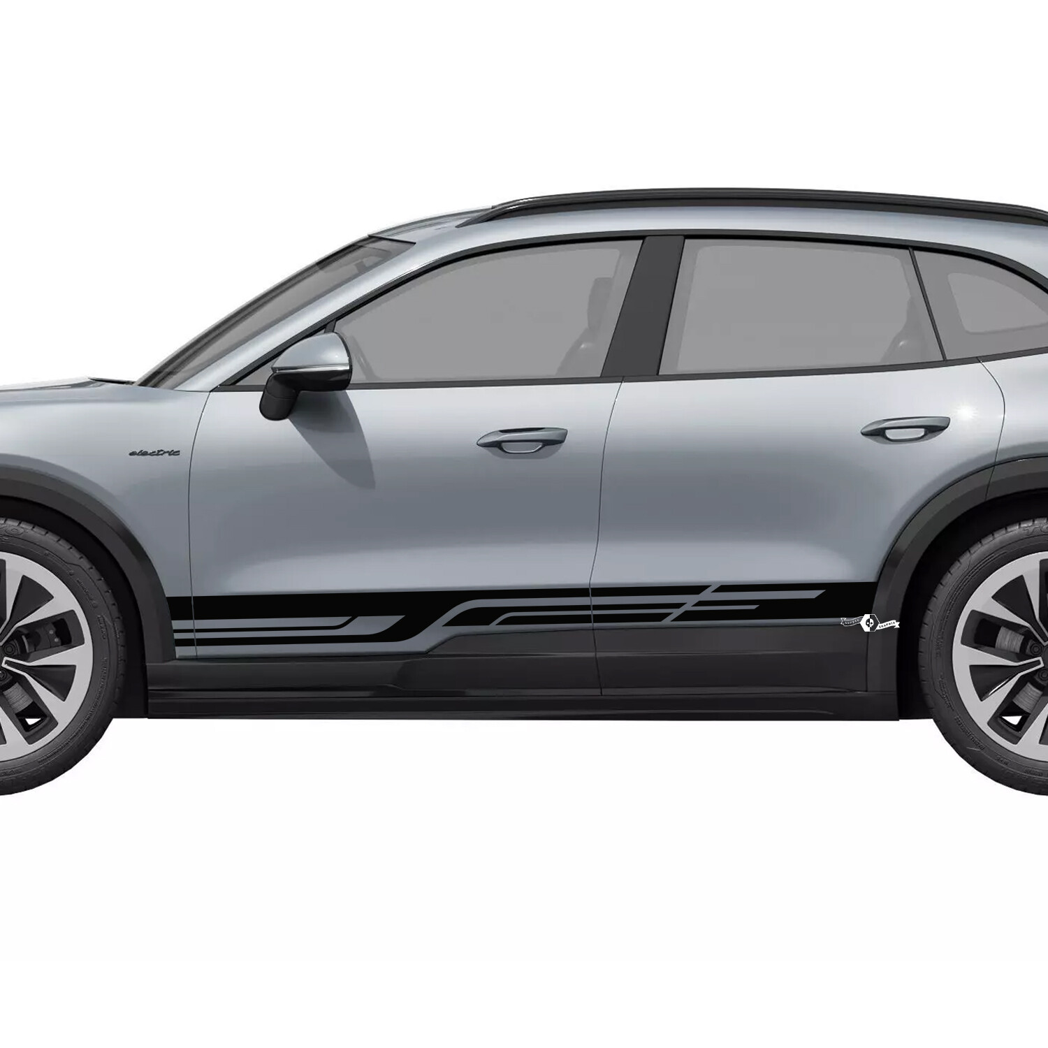 Adesivo Vinilato a Strisce Stile Geometrico per Minigonne Porsche Cayenne Elettrica