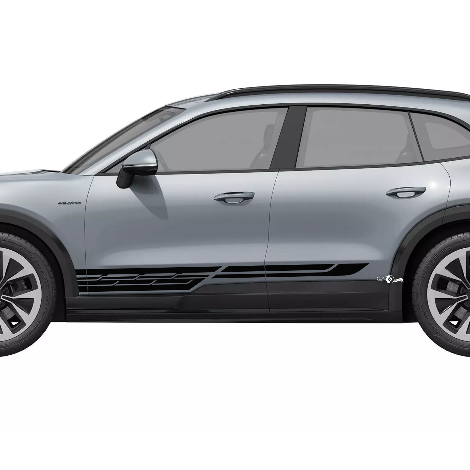 Adesivo in Vinile con Strisce Stile Techno per Soglia Porta Porsche Cayenne Elettrico