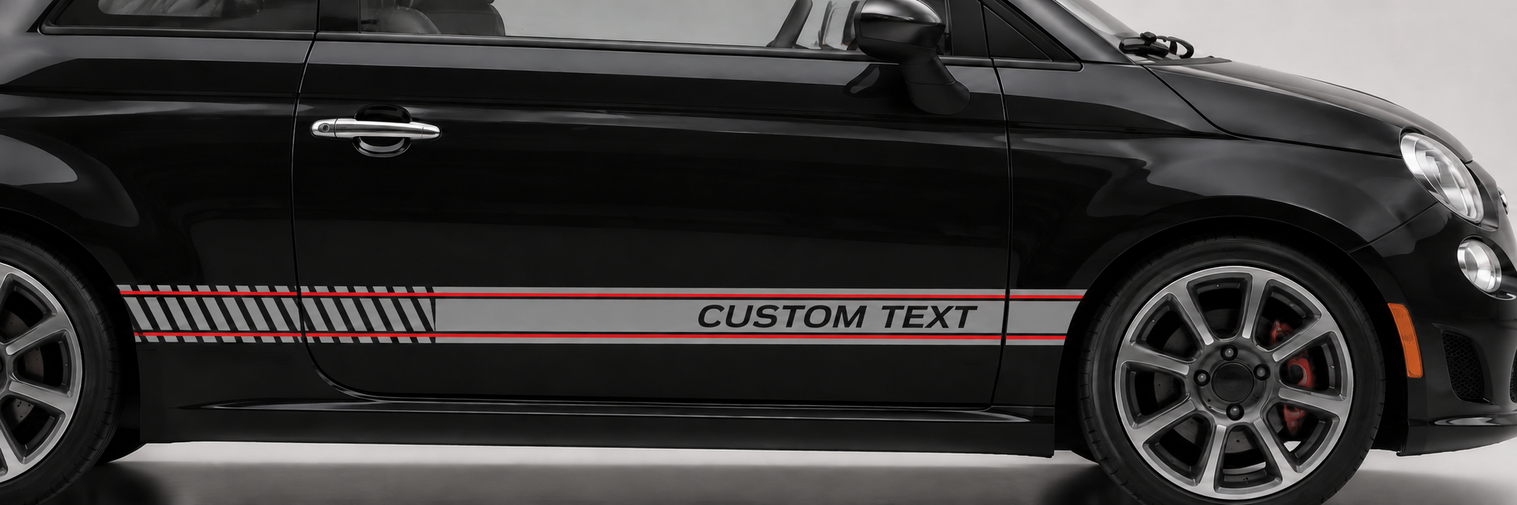 Set Adesivi in Vinile Personalizzati per Porta Lato Passeggero e Strisce Parafango Anteriore per Fiat 500 Abarth 2007