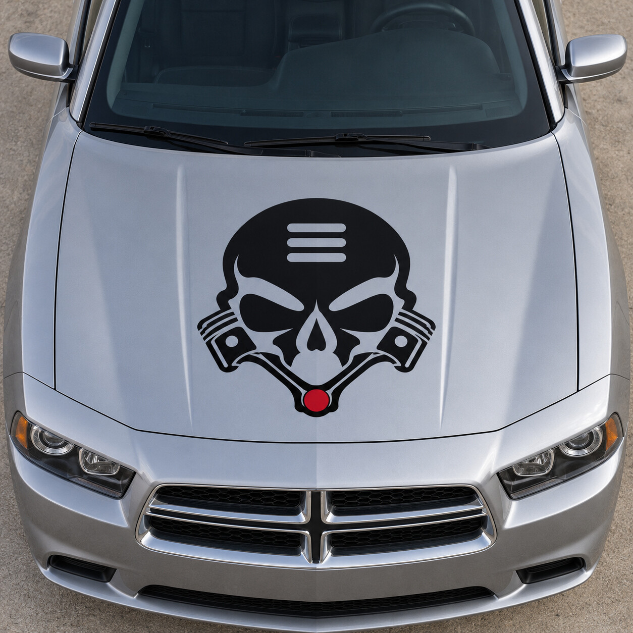 Adesivo in Vinile Piston Skull SE Cofano per Dodge Charger 2014