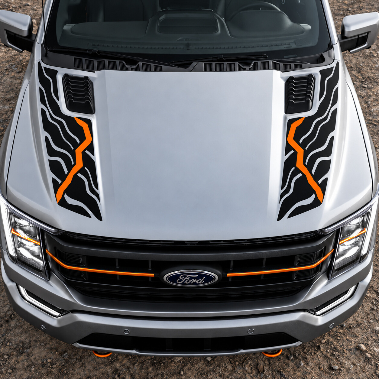 Adesivo in Vinile Contorno Guasto per Cofano Ford F-150 Tremor 2021