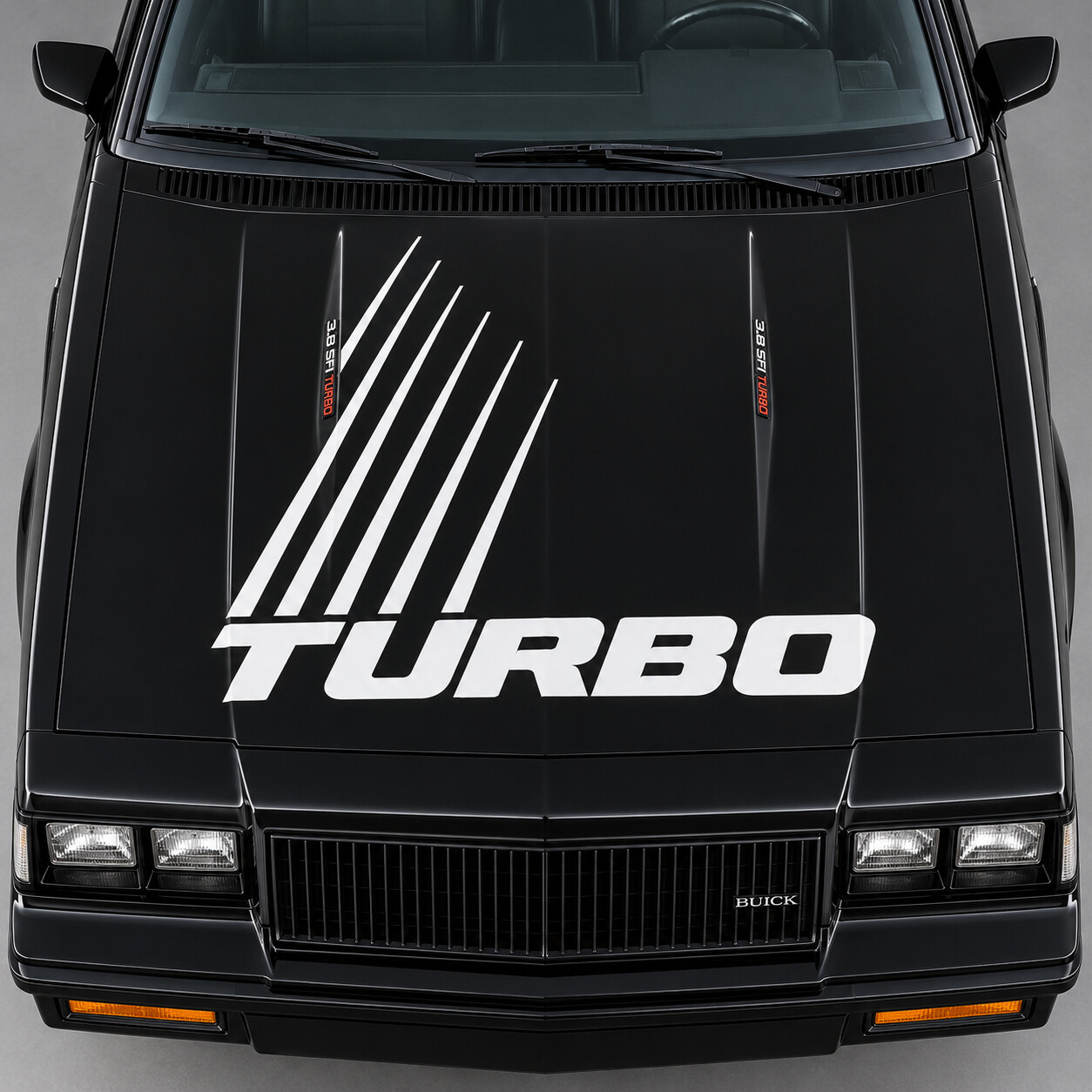 Adesivo in Vinile con Strisce Turbo Rails per Cofano Buick Regal Grand National G-Body 1984–1987