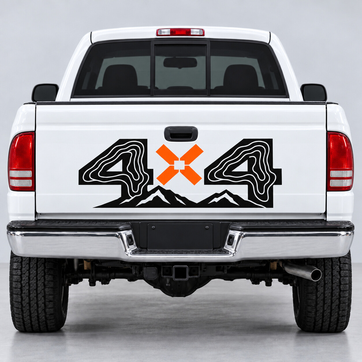Adesivo in Vinile per Portellone Quattro Ruote Contorno per Dodge Dakota Sport 4x4 Club Cab AN 1997–2004