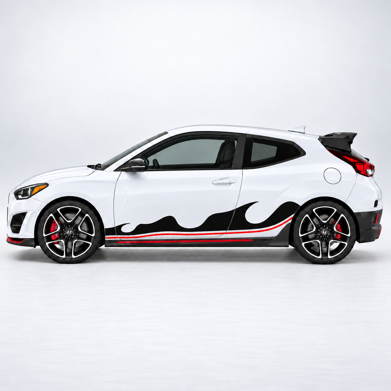 Adesivo Vinile Strisce a Pettine a Tripla Onda per Porta Laterale per Hyundai Veloster N JS 2019–2022
